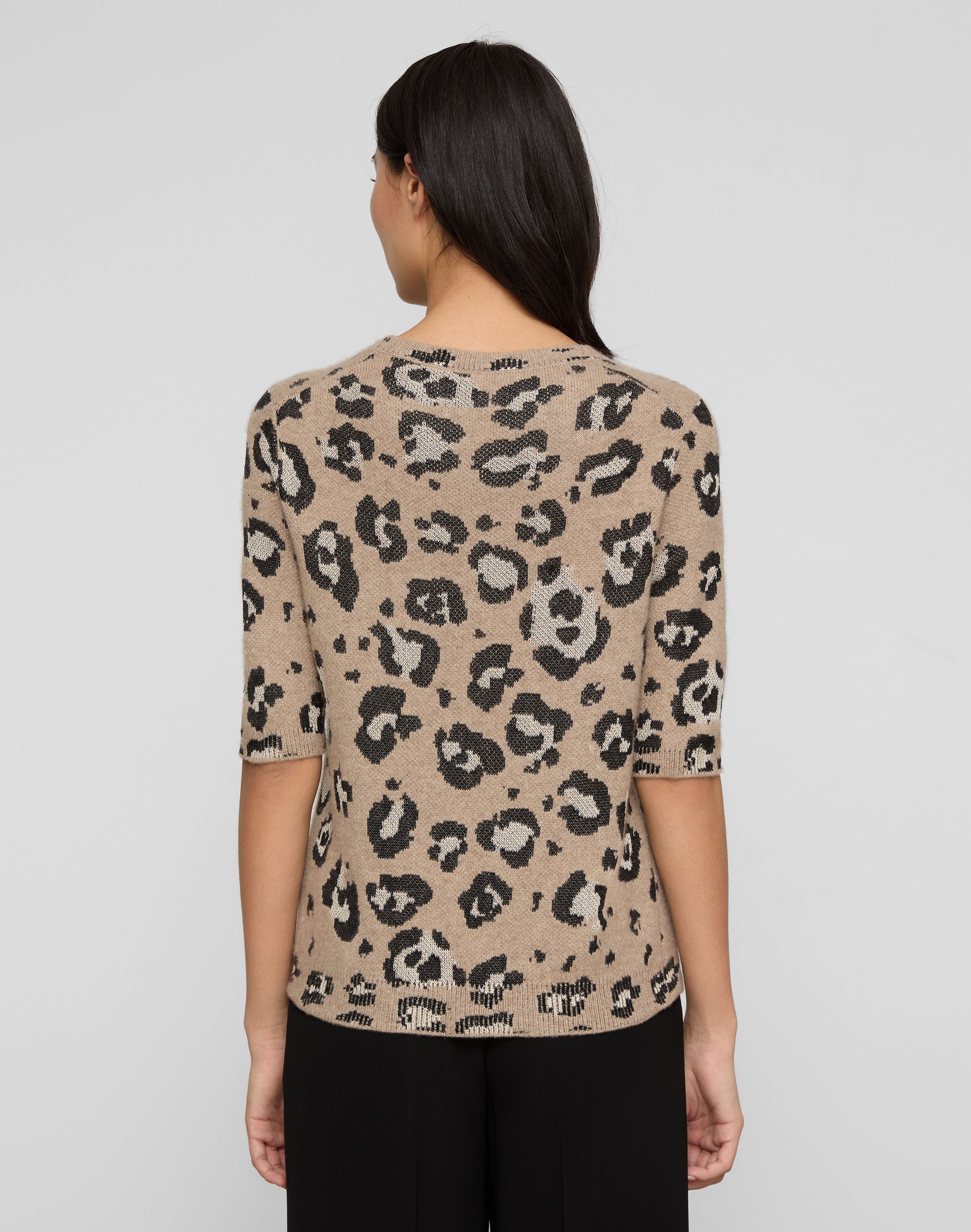 Plus-Size Leopard Jacquard Cashmere-Finespun Voile Sweater