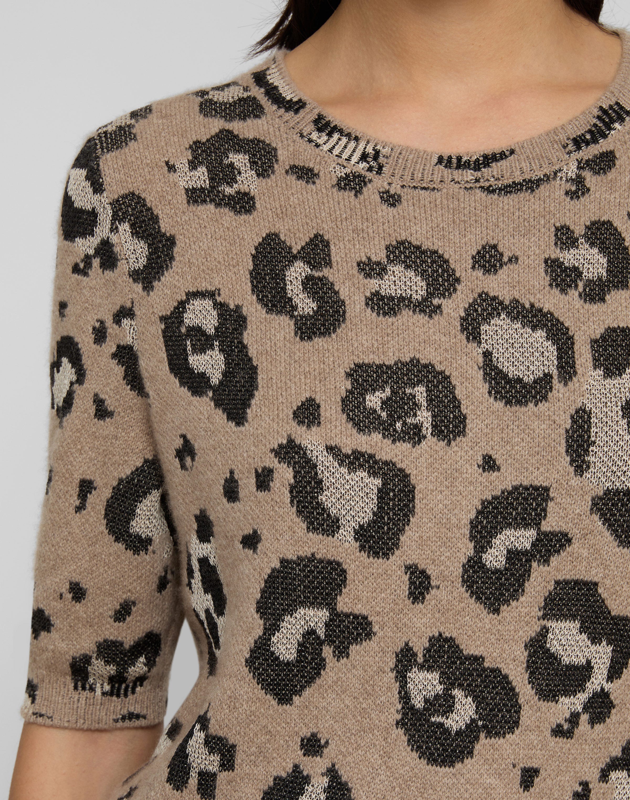 Plus-Size Leopard Jacquard Cashmere-Finespun Voile Sweater