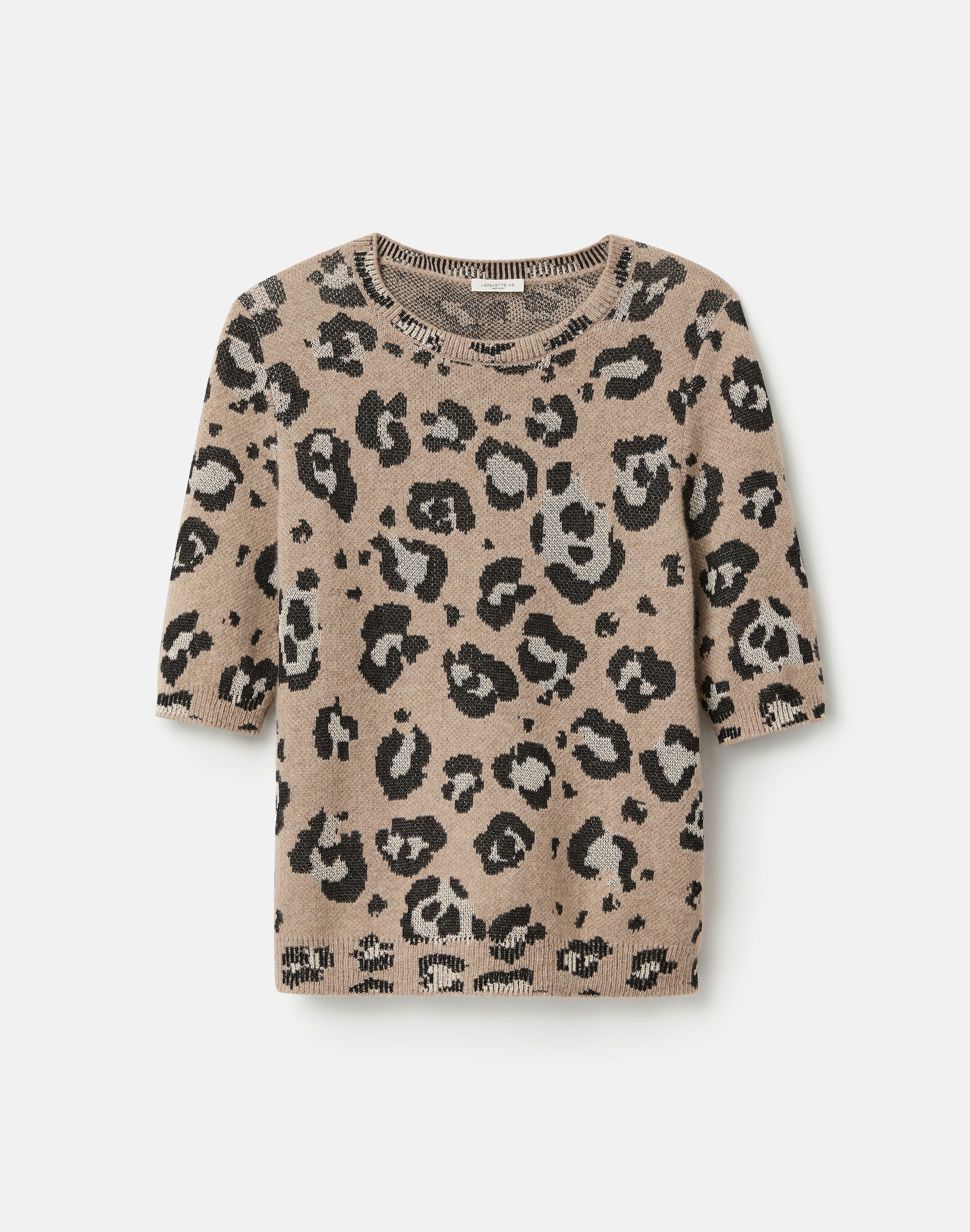 Plus-Size Leopard Jacquard Cashmere-Finespun Voile Sweater