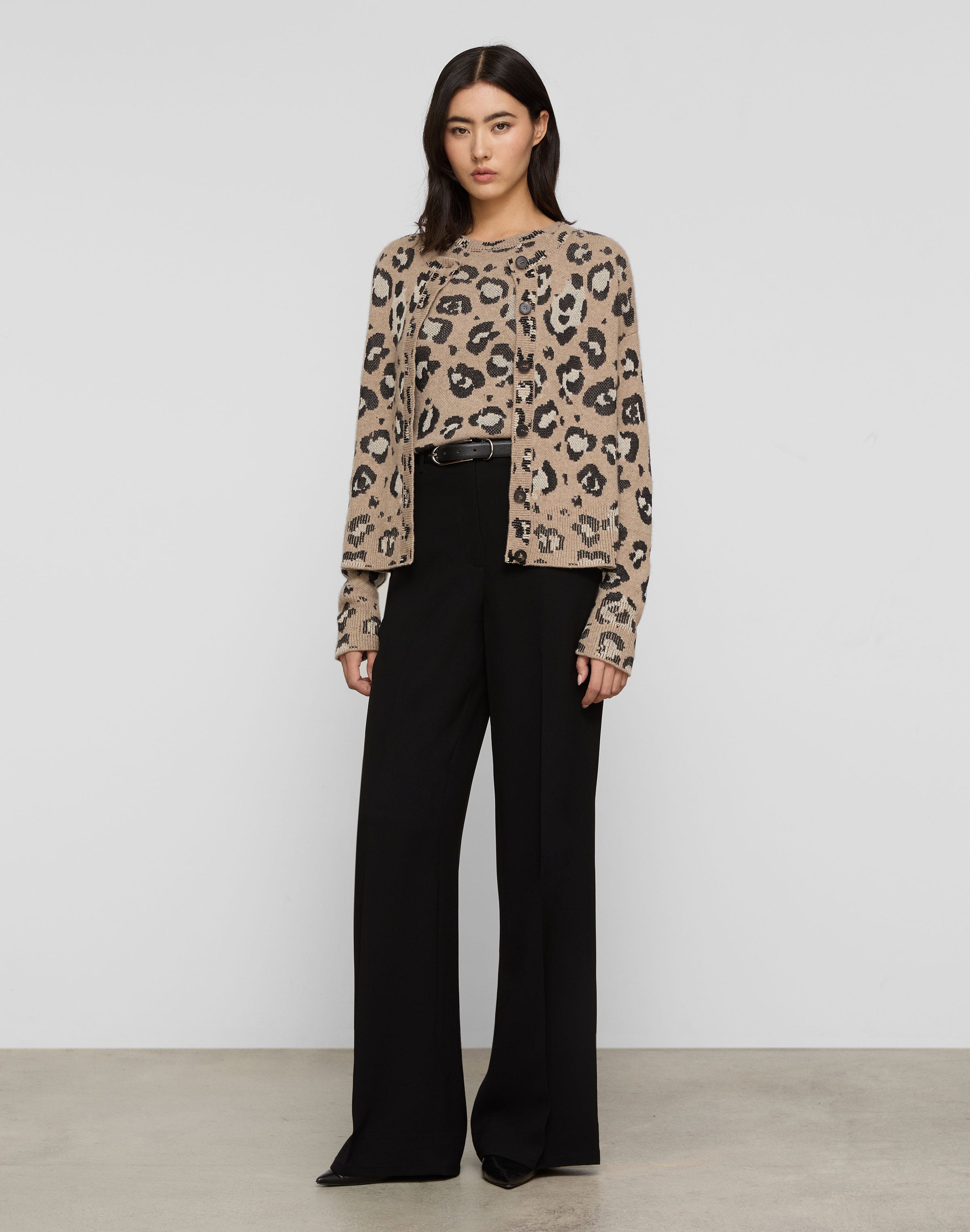 Plus-Size Leopard Jacquard Cashmere-Finespun Voile Sweater