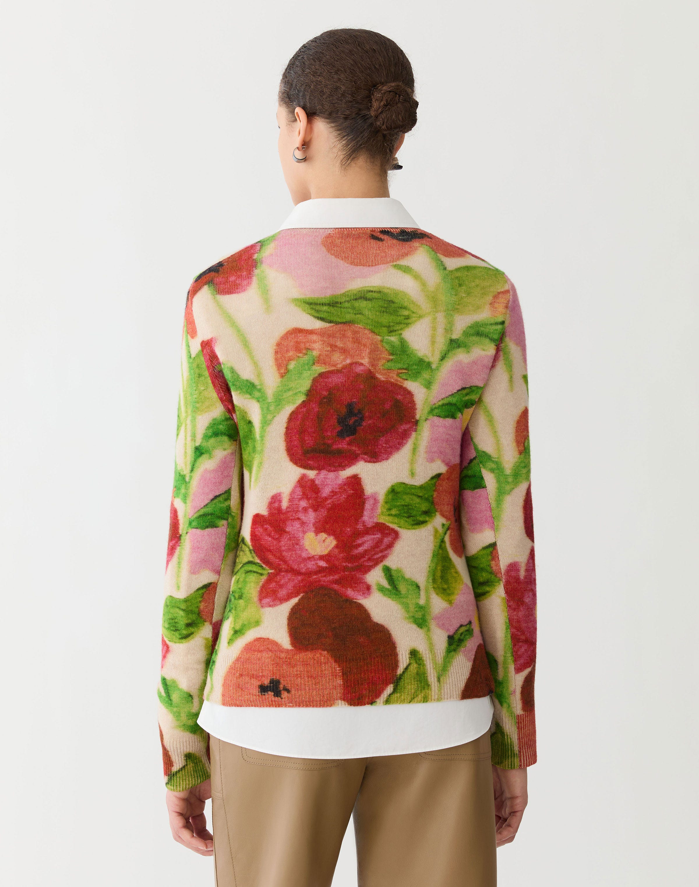 Plus-Size Blossom Print Cashmere Sweater