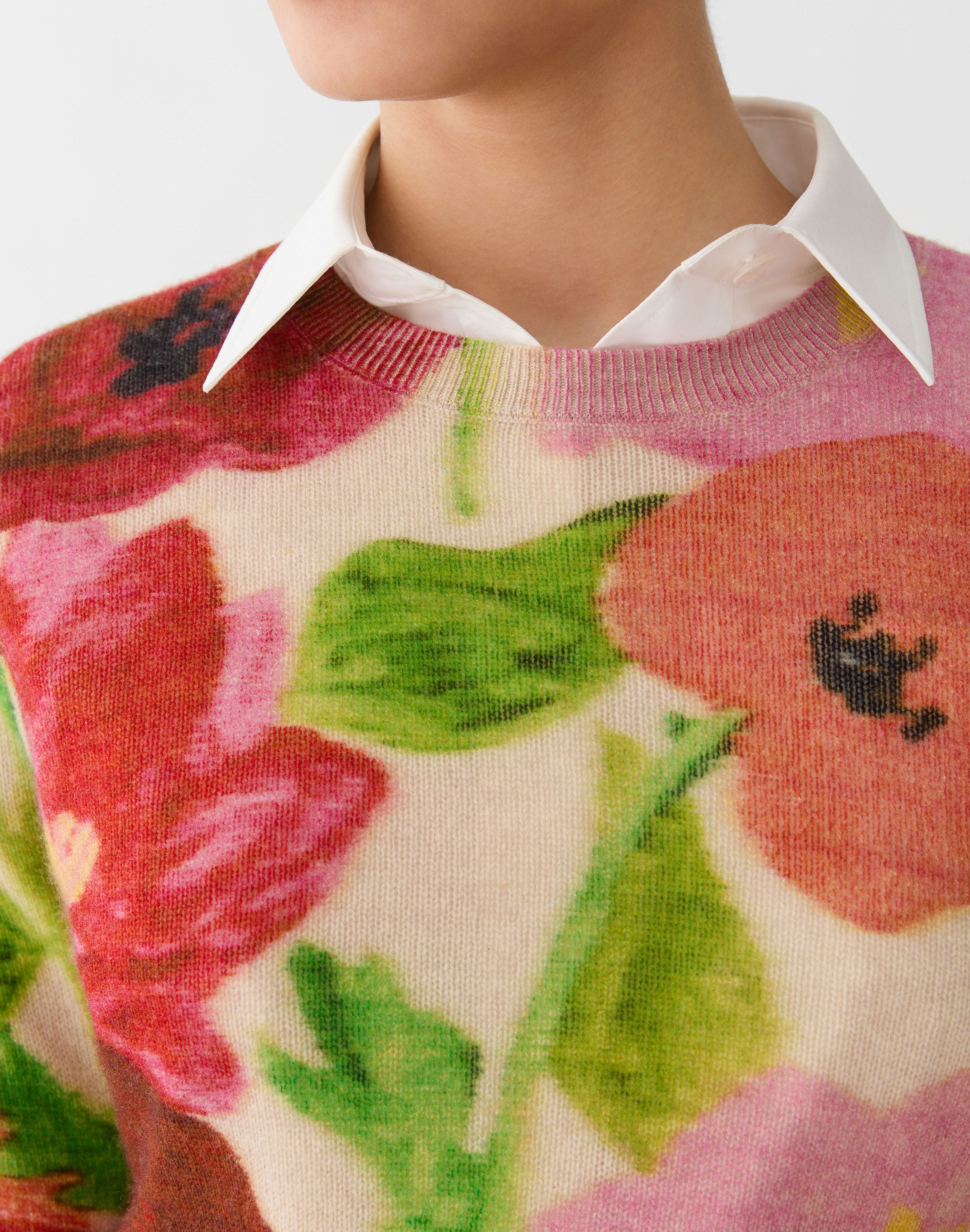 Plus-Size Blossom Print Cashmere Sweater