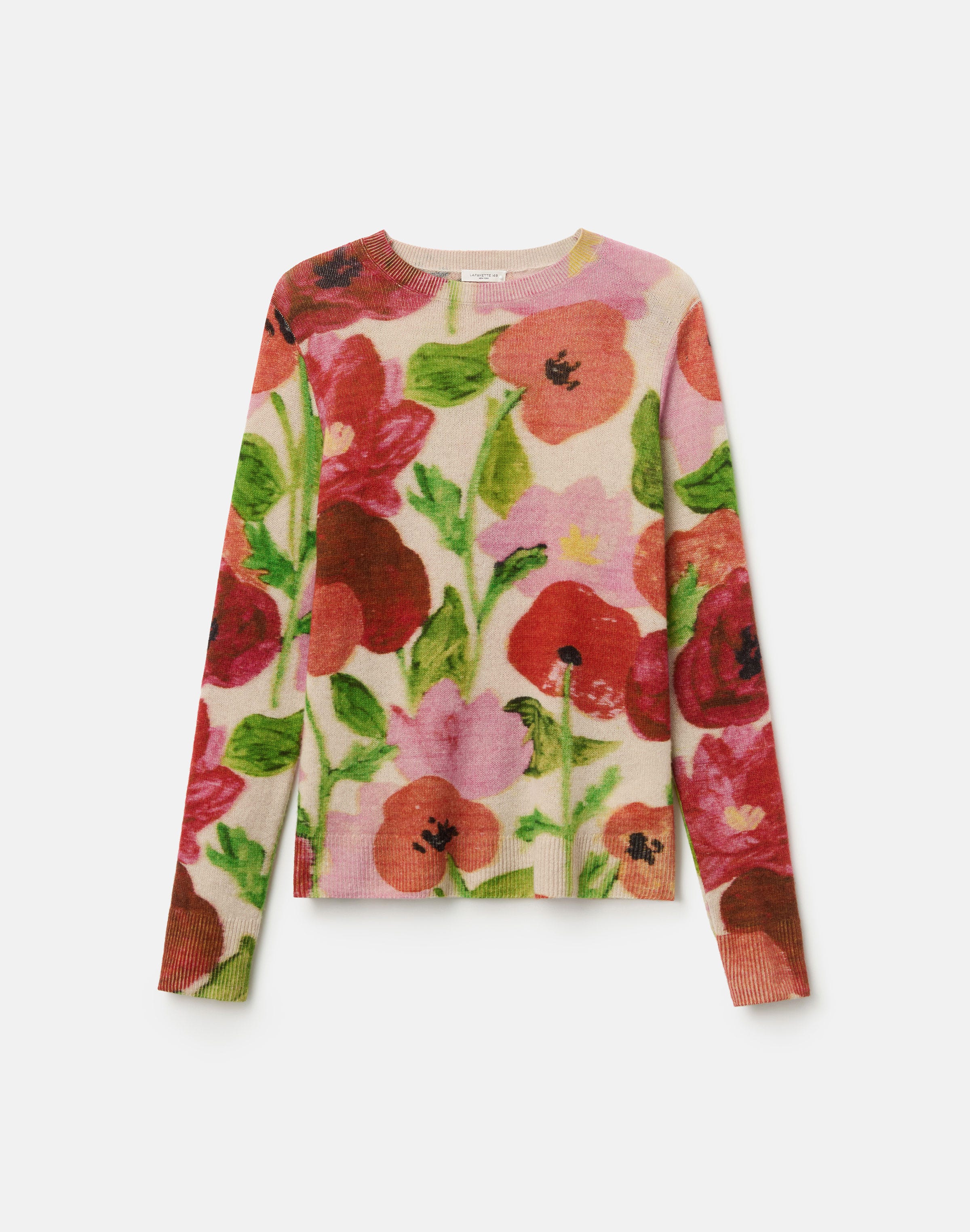 Plus-Size Blossom Print Cashmere Sweater