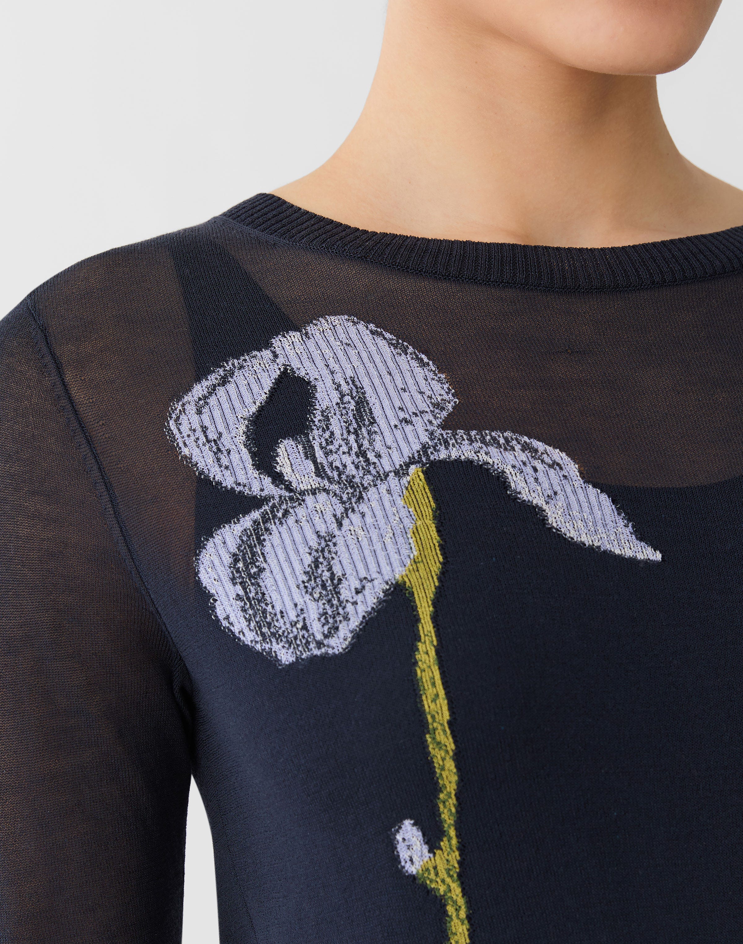 Plus-Size Finespun Voile Iris Intarsia Sweater &  Knit Tank