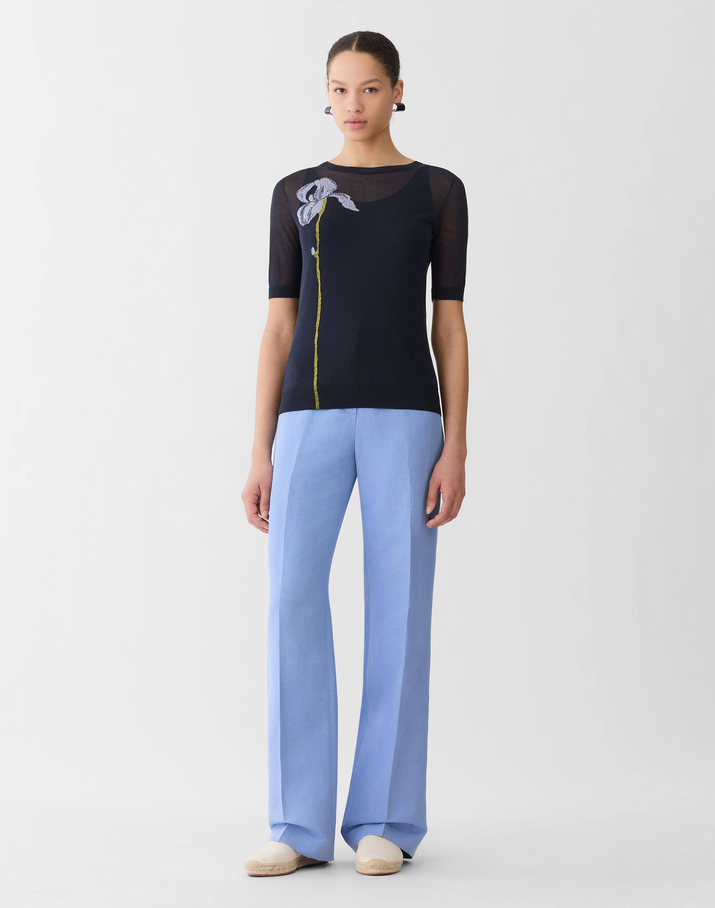 Plus-Size Finespun Voile Iris Intarsia Sweater &  Knit Tank
