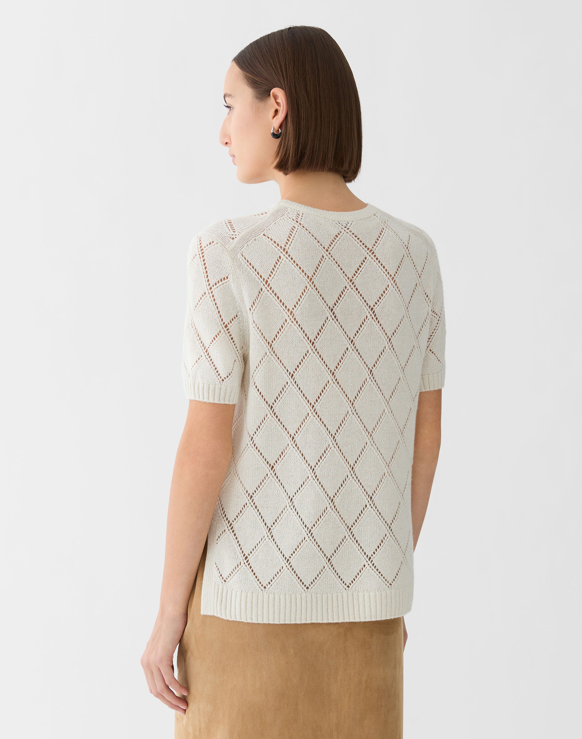 Cashmere-Sequin Silk Pointelle Sweater