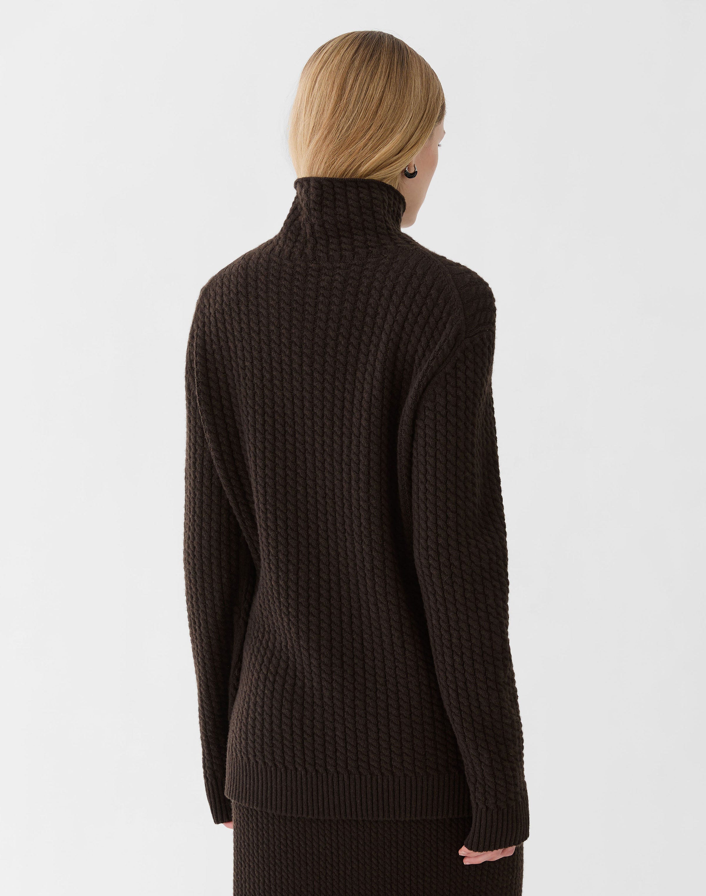Cashmere Cable Knit Stand Collar Sweater