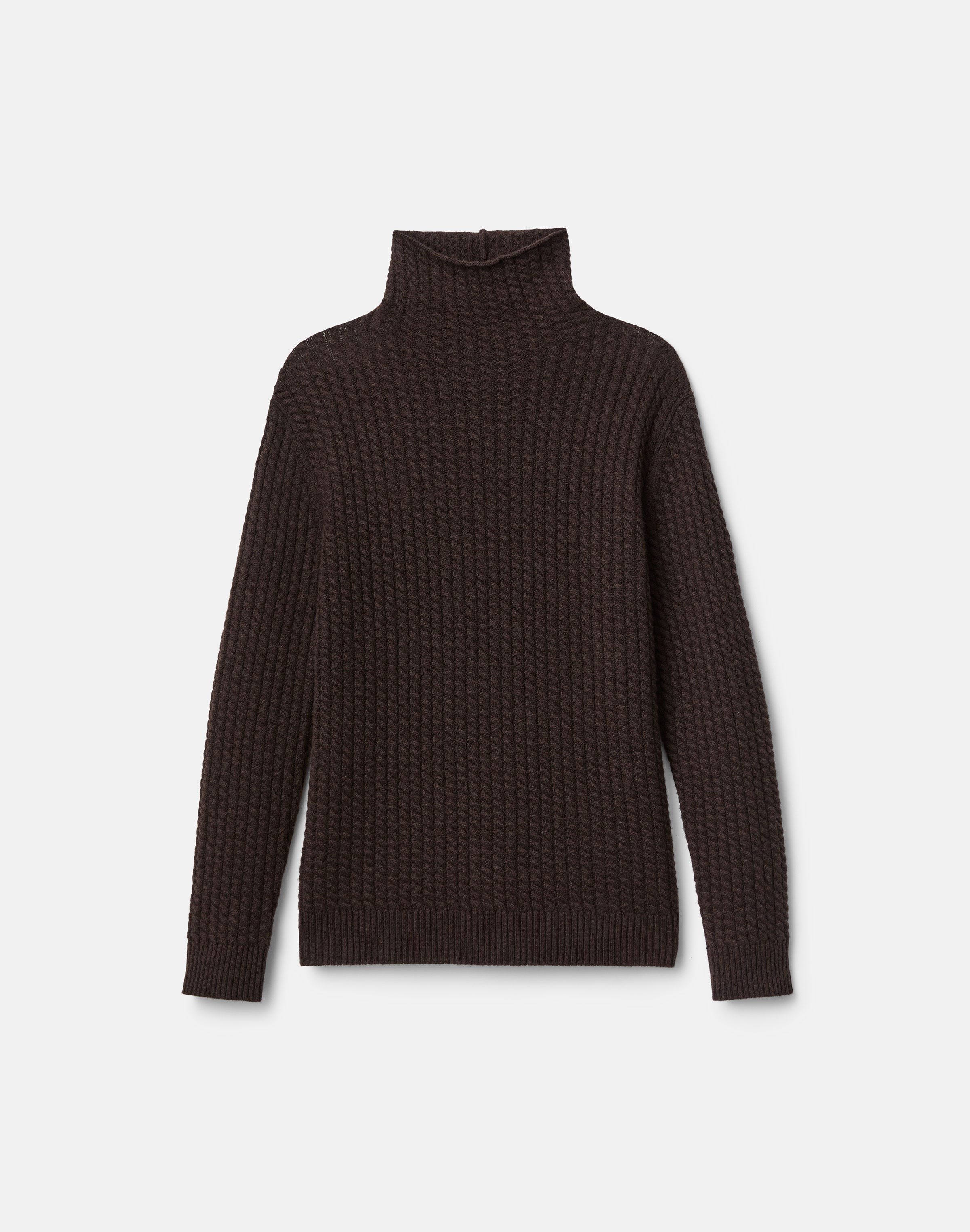 Cashmere Cable Knit Stand Collar Sweater