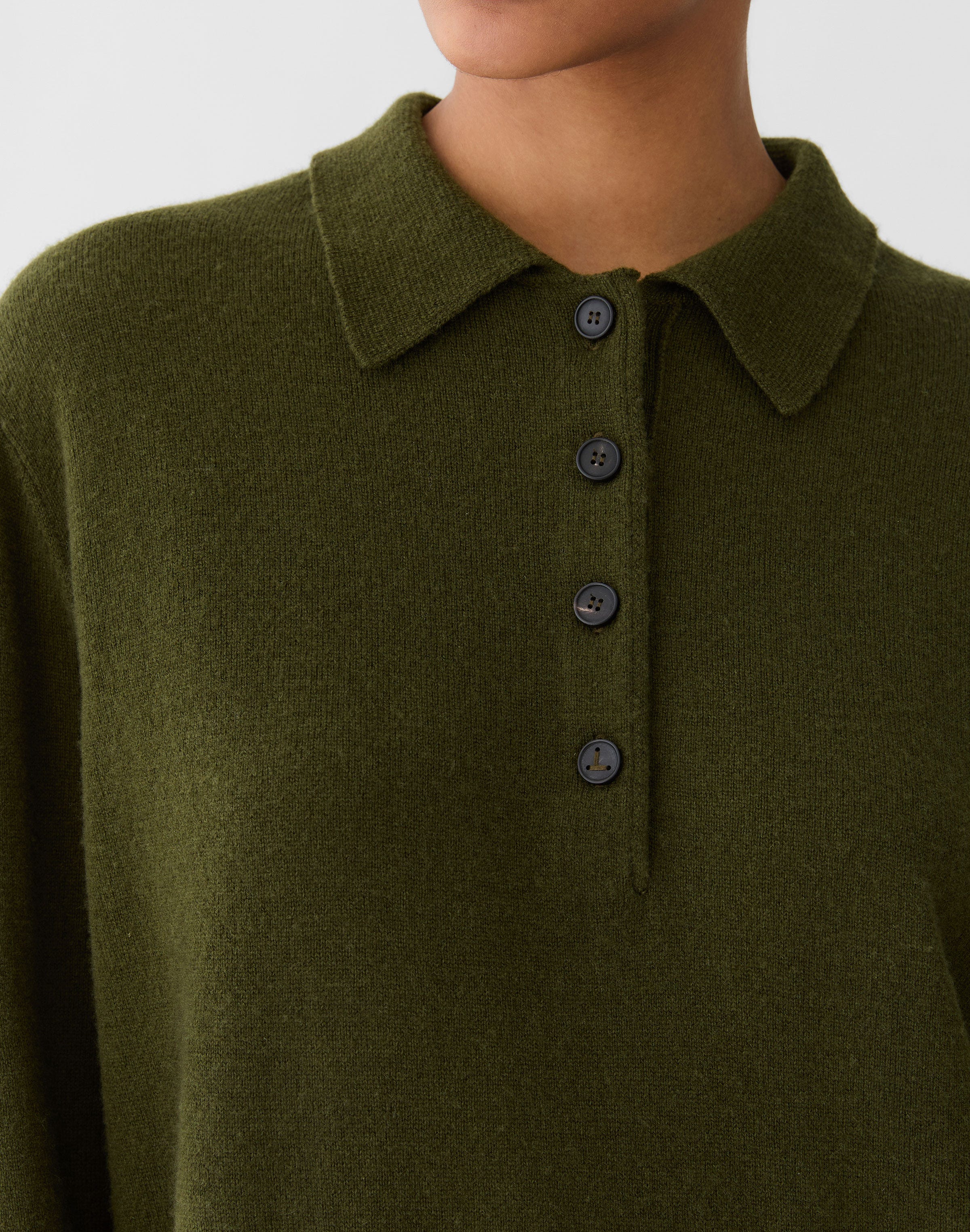 Wool-Cashmere Oversized Polo Sweater