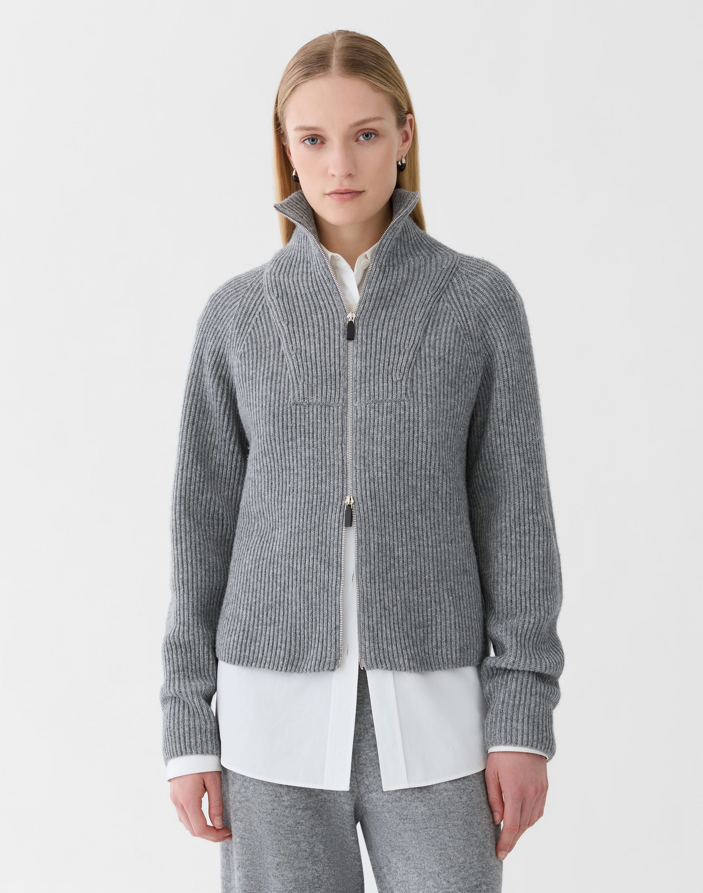 Wool-Cashmere Fisherman's Rib Cardigan