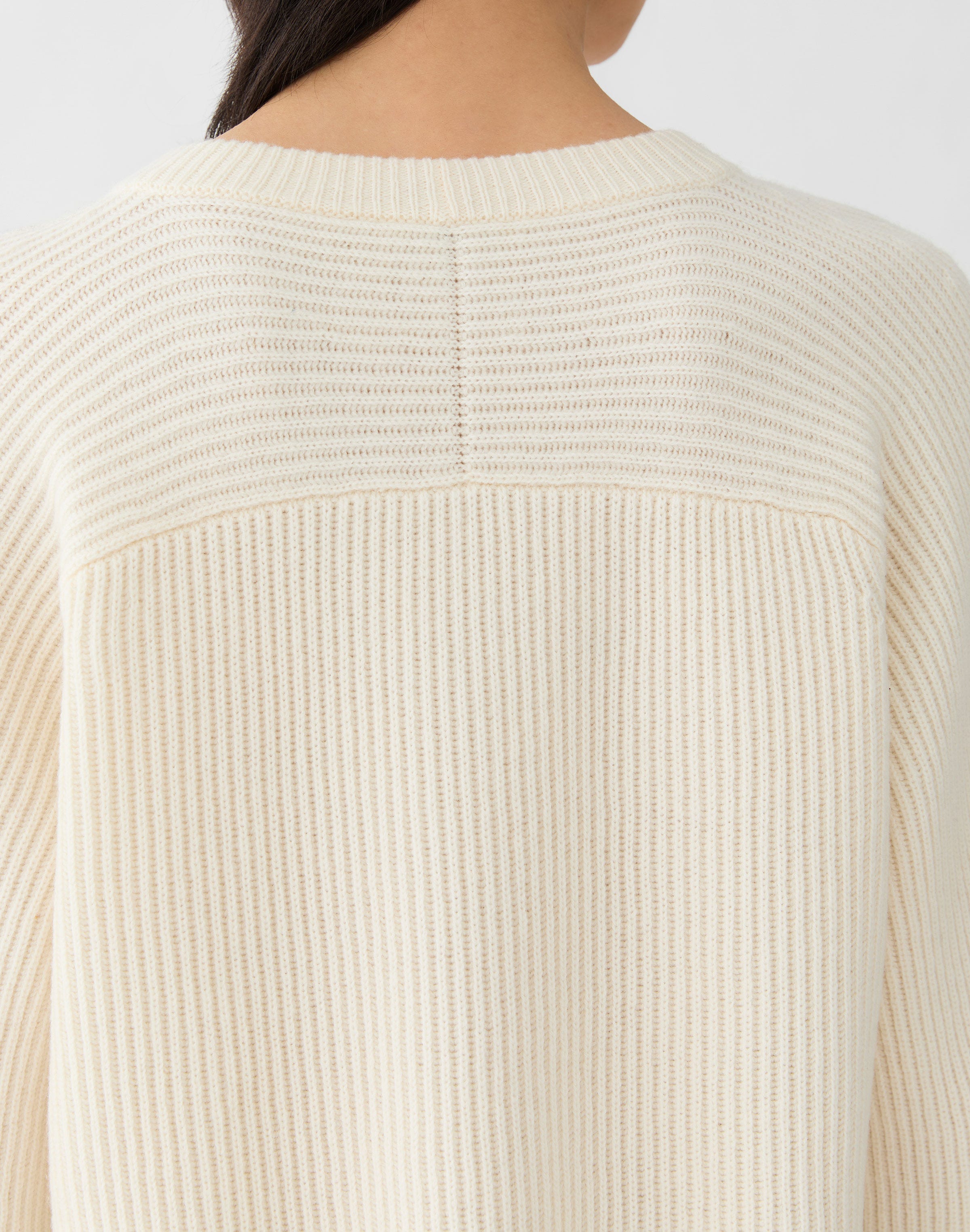 Wool-Cashmere Fisherman's Rib Crewneck Sweater