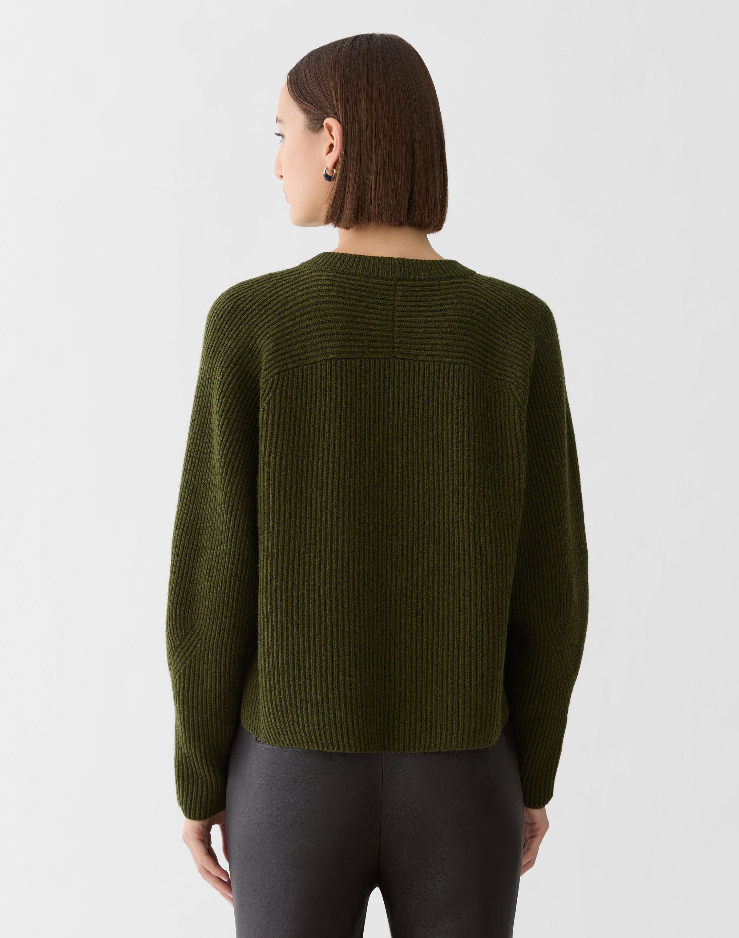 Plus-Size Wool-Cashmere Fisherman's Rib Crewneck Sweater