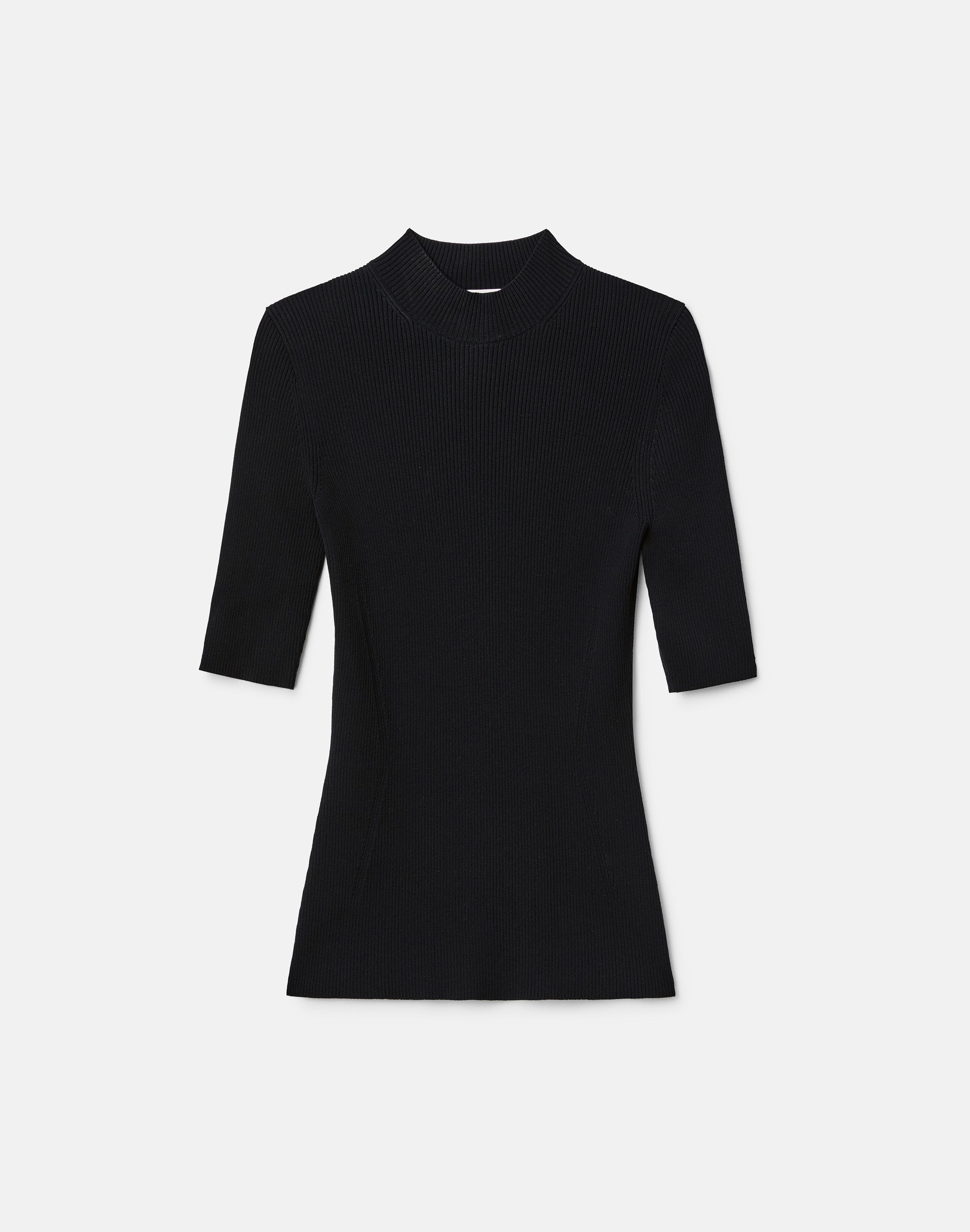 Responsible Matte Crepe Ribbed Mockneck Sweater