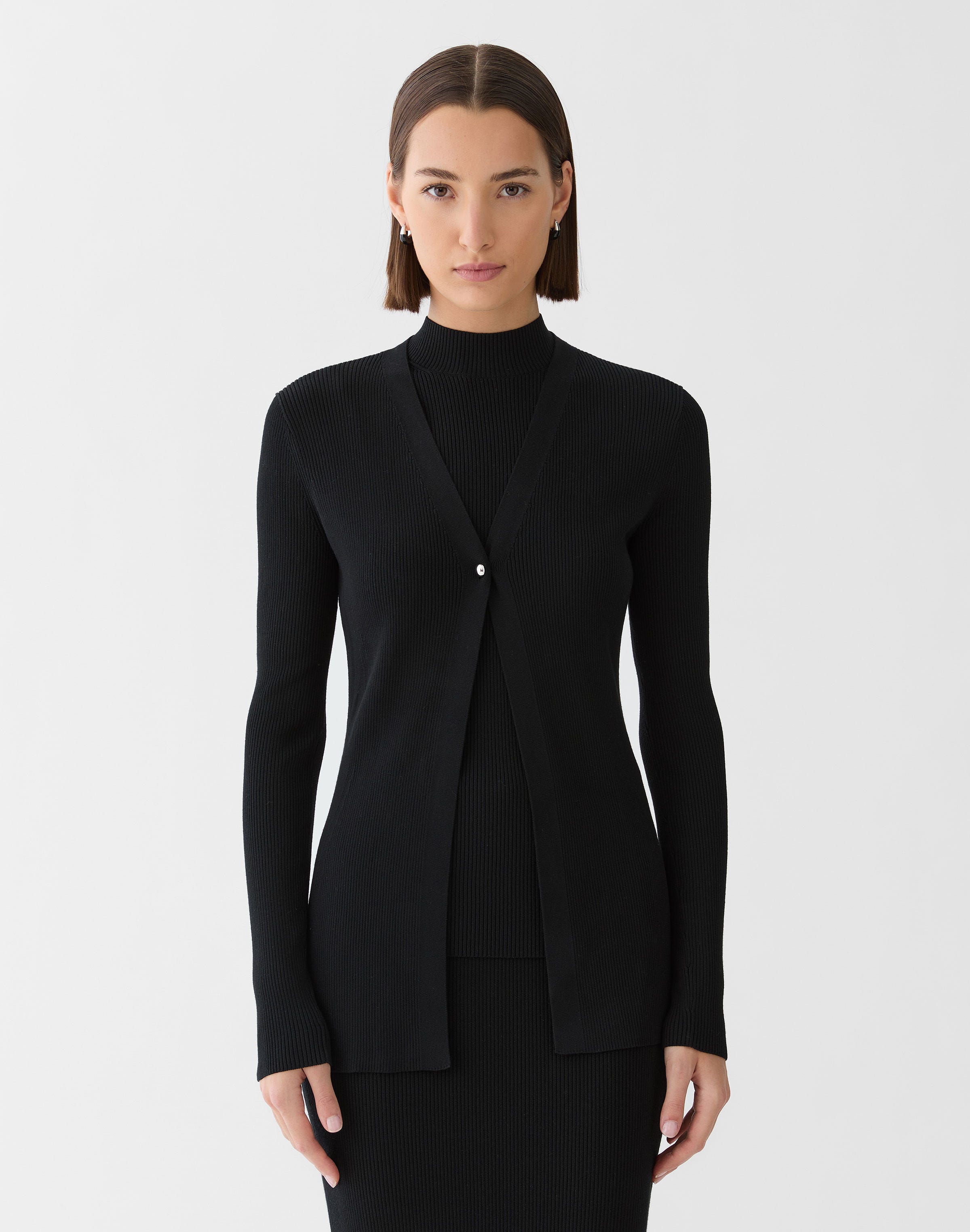 Responsible Matte Crepe Ribbed Cardigan