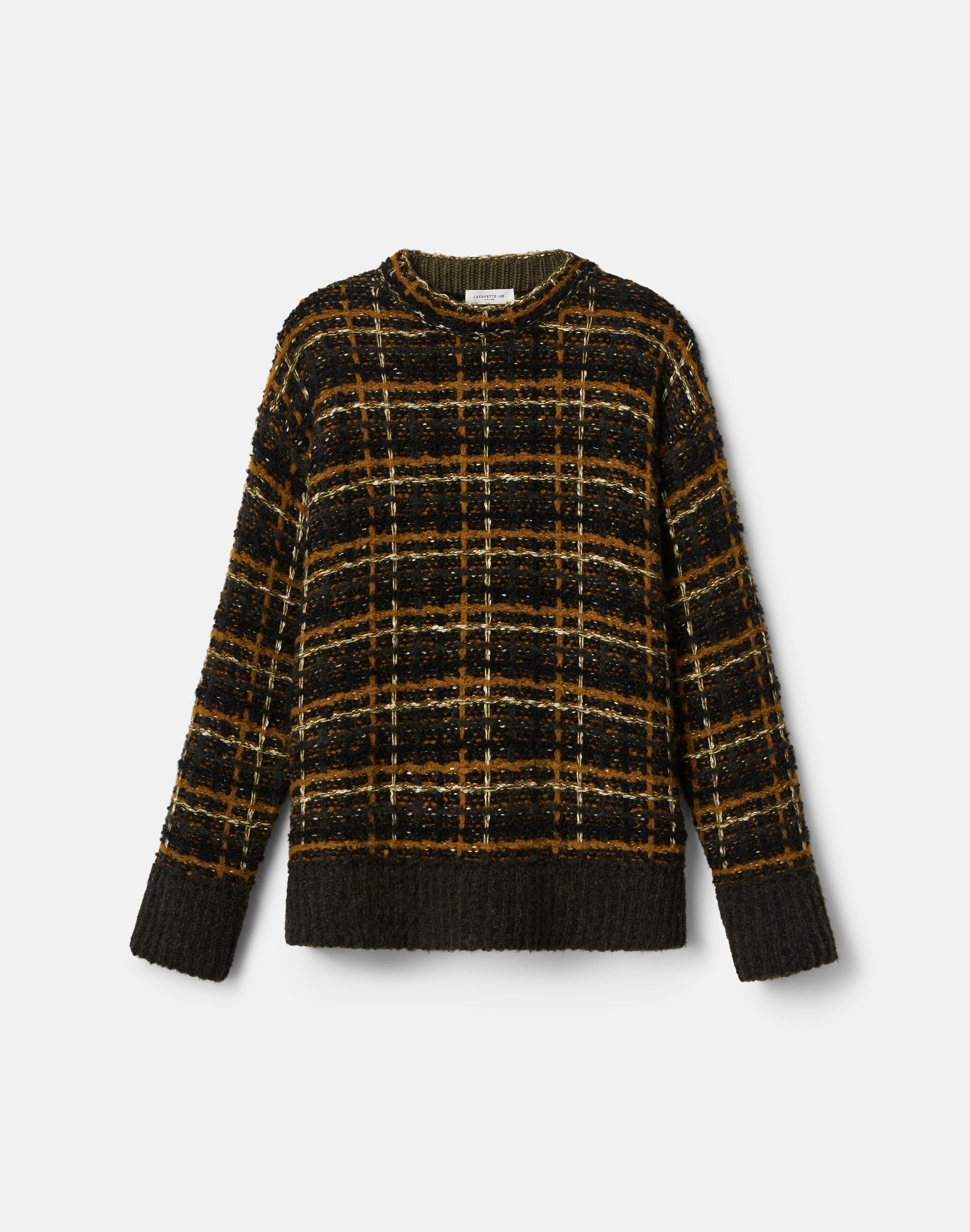 Glen Plaid Brushed Wool-Alpaca Sweater