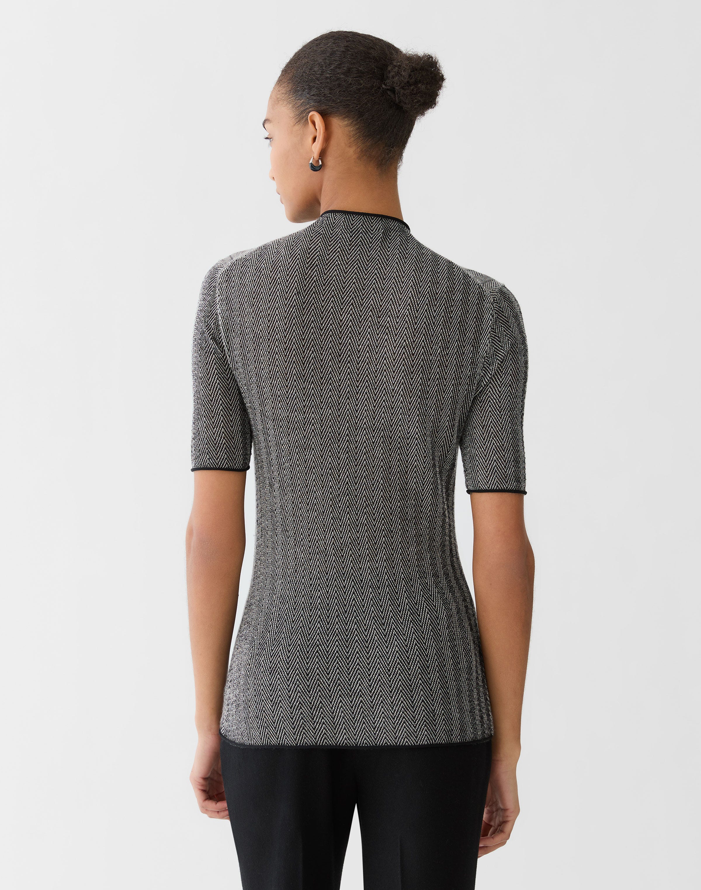 Petite Fine Cashmere Herringbone Jacquard Sweater