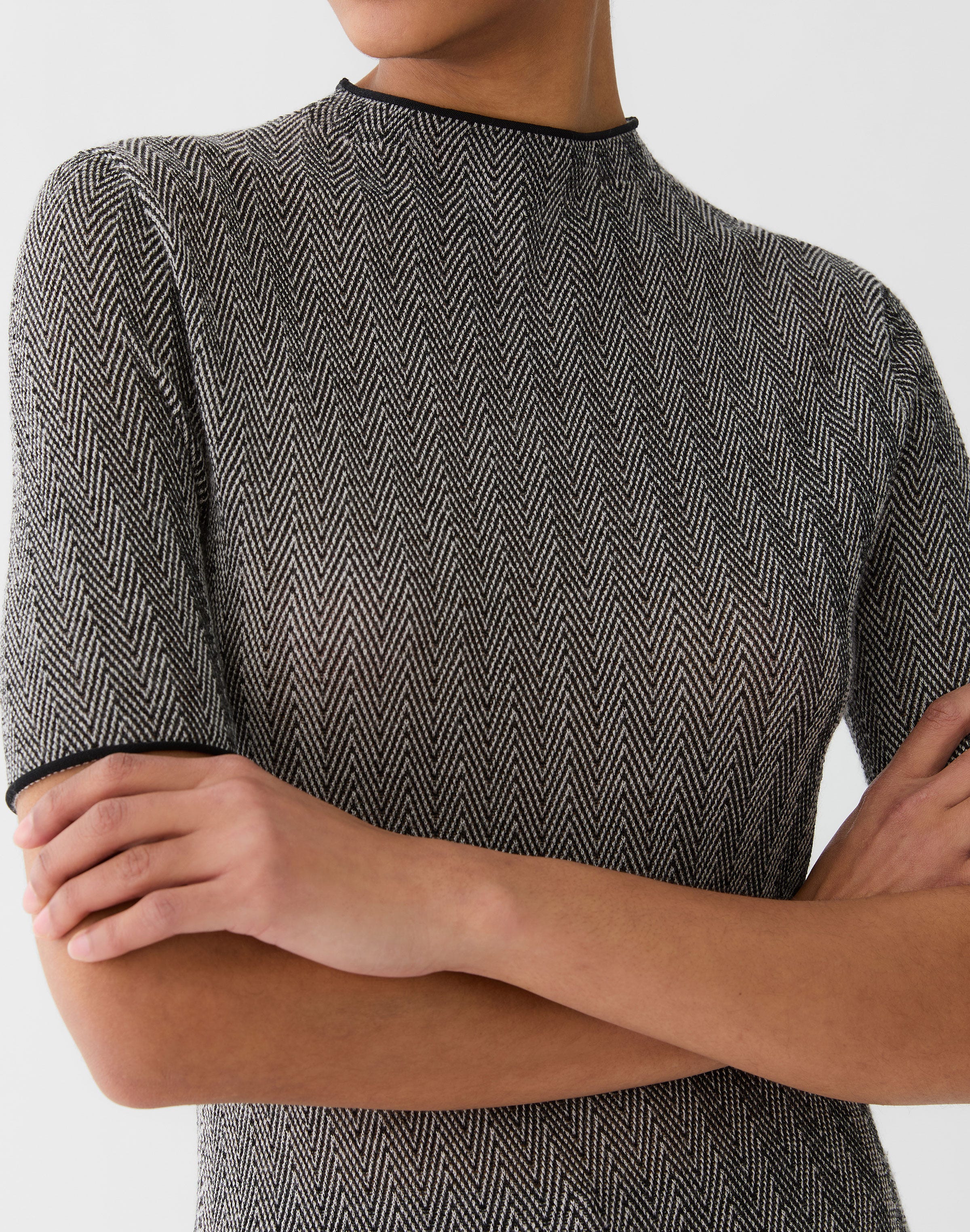Petite Fine Cashmere Herringbone Jacquard Sweater