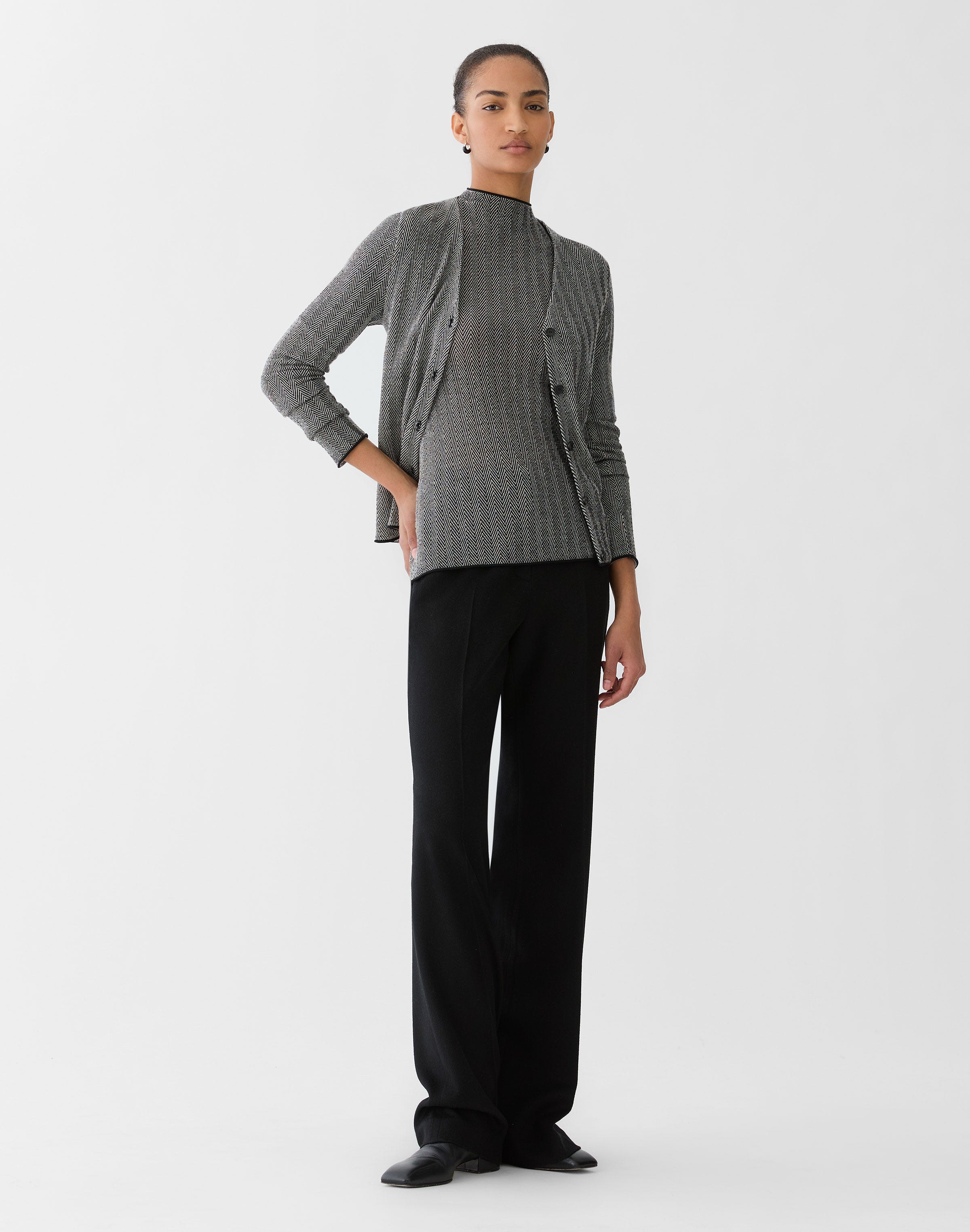 Petite Fine Cashmere Herringbone Jacquard Sweater