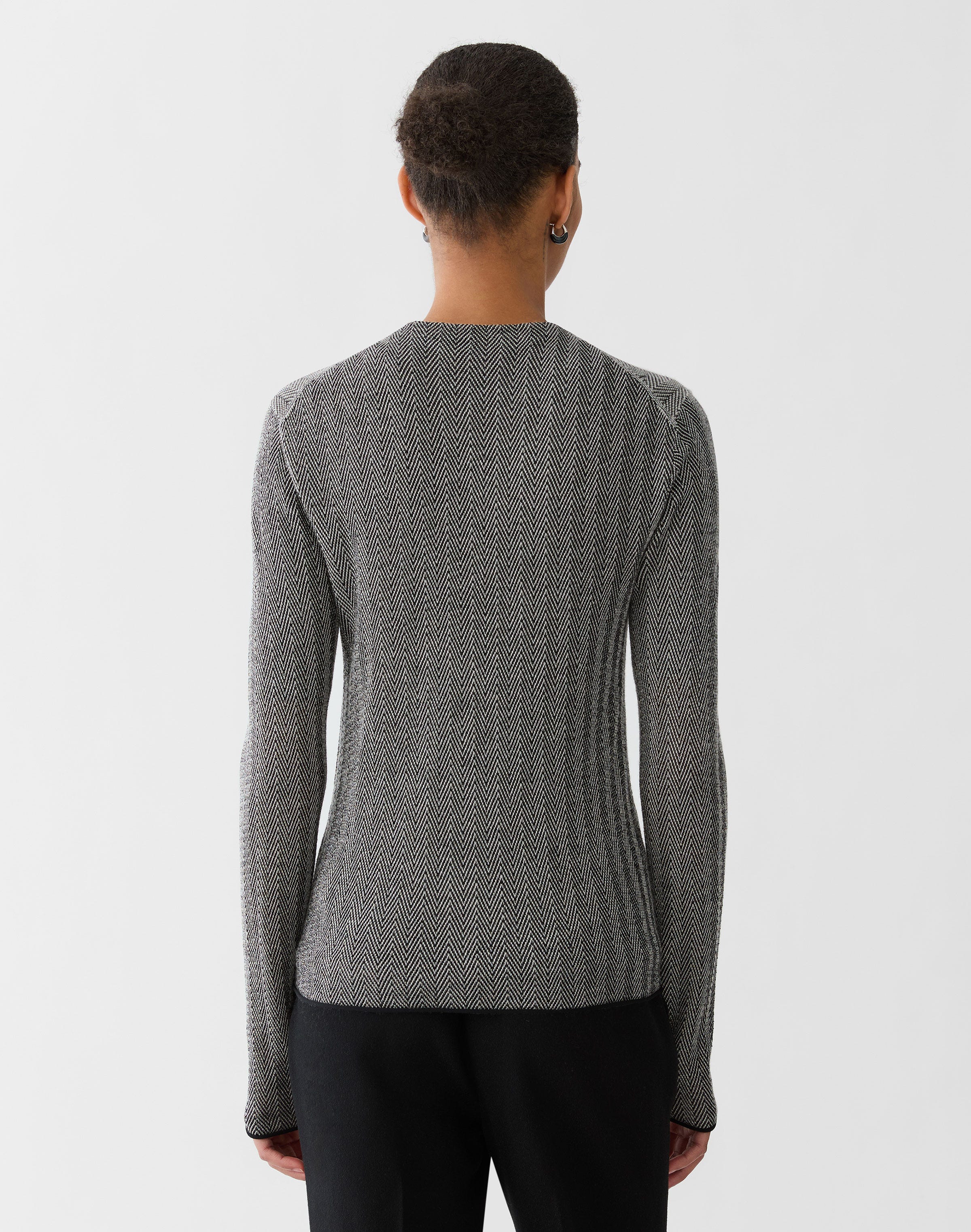 Fine Cashmere Herringbone Jacquard Cardigan