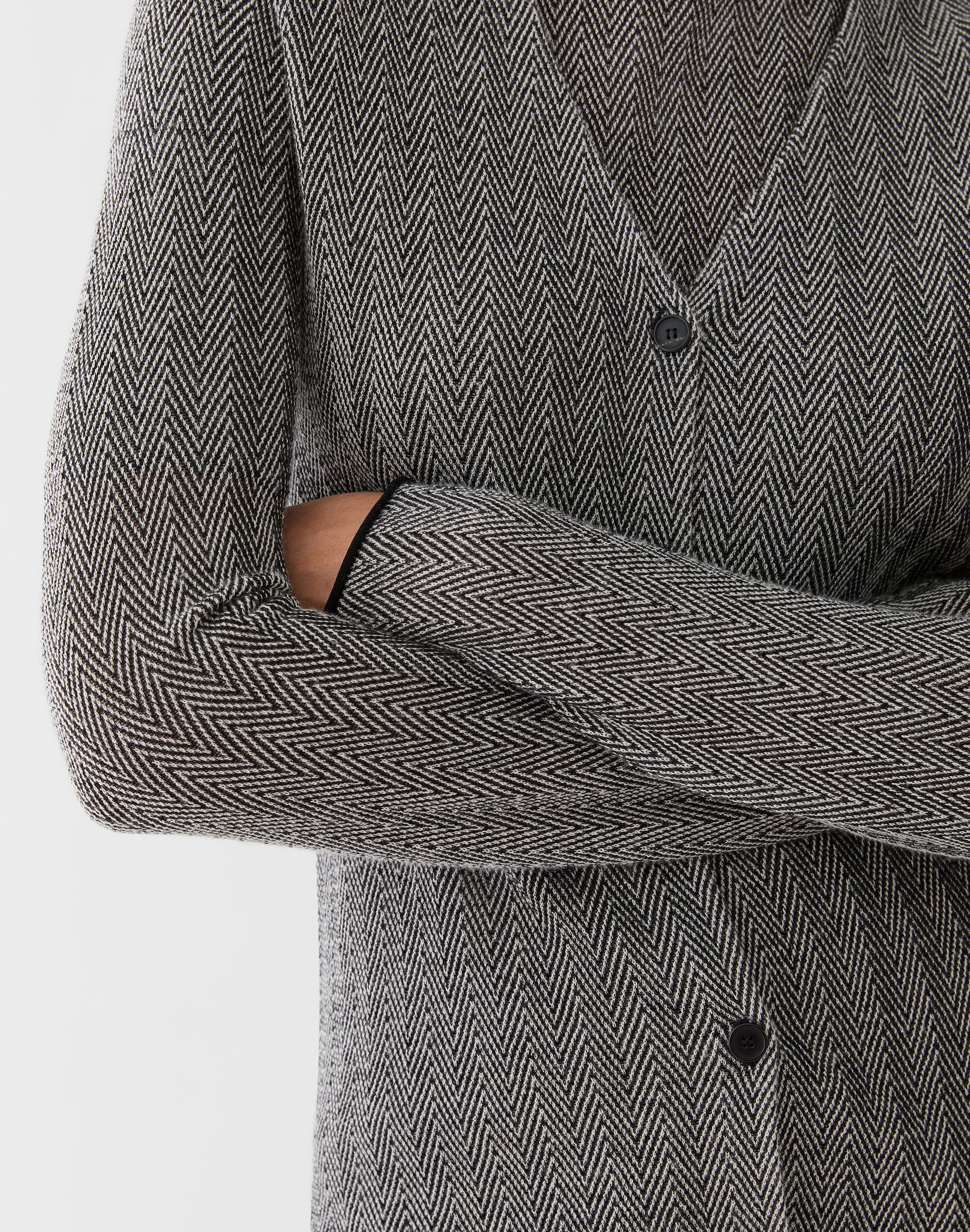 Fine Cashmere Herringbone Jacquard Cardigan