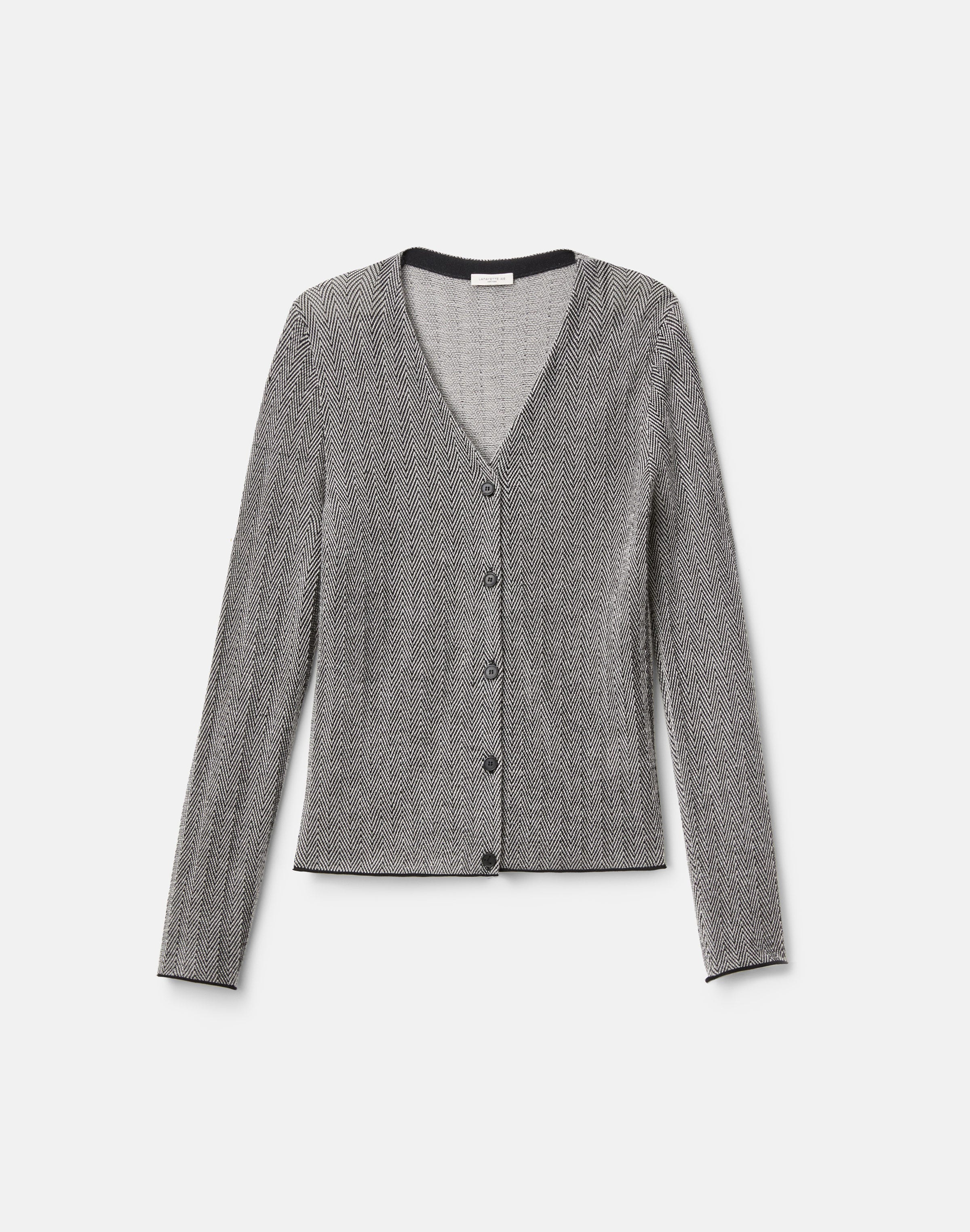 Fine Cashmere Herringbone Jacquard Cardigan