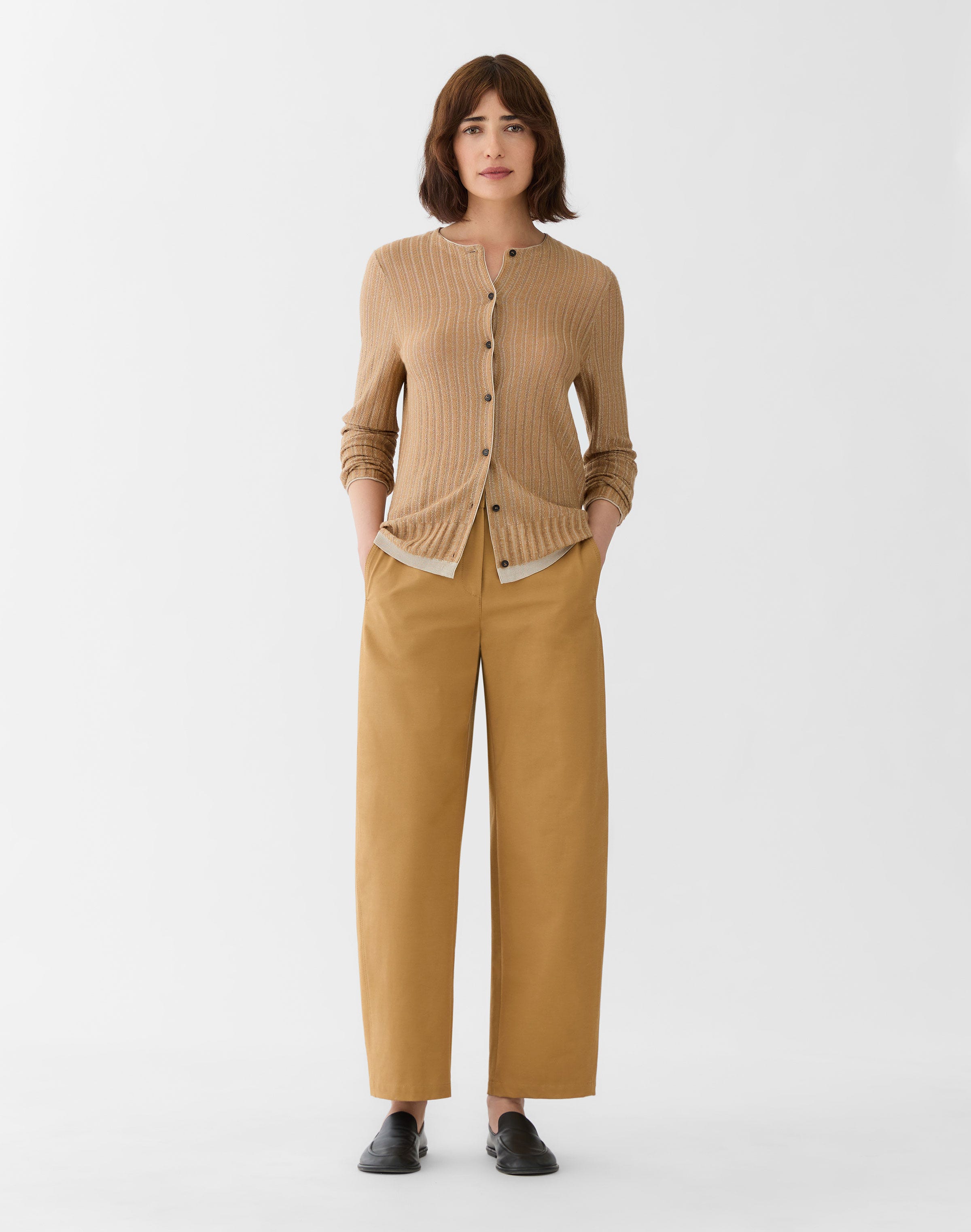 Stripe Jacquard Cashmere-Viscose Cardigan