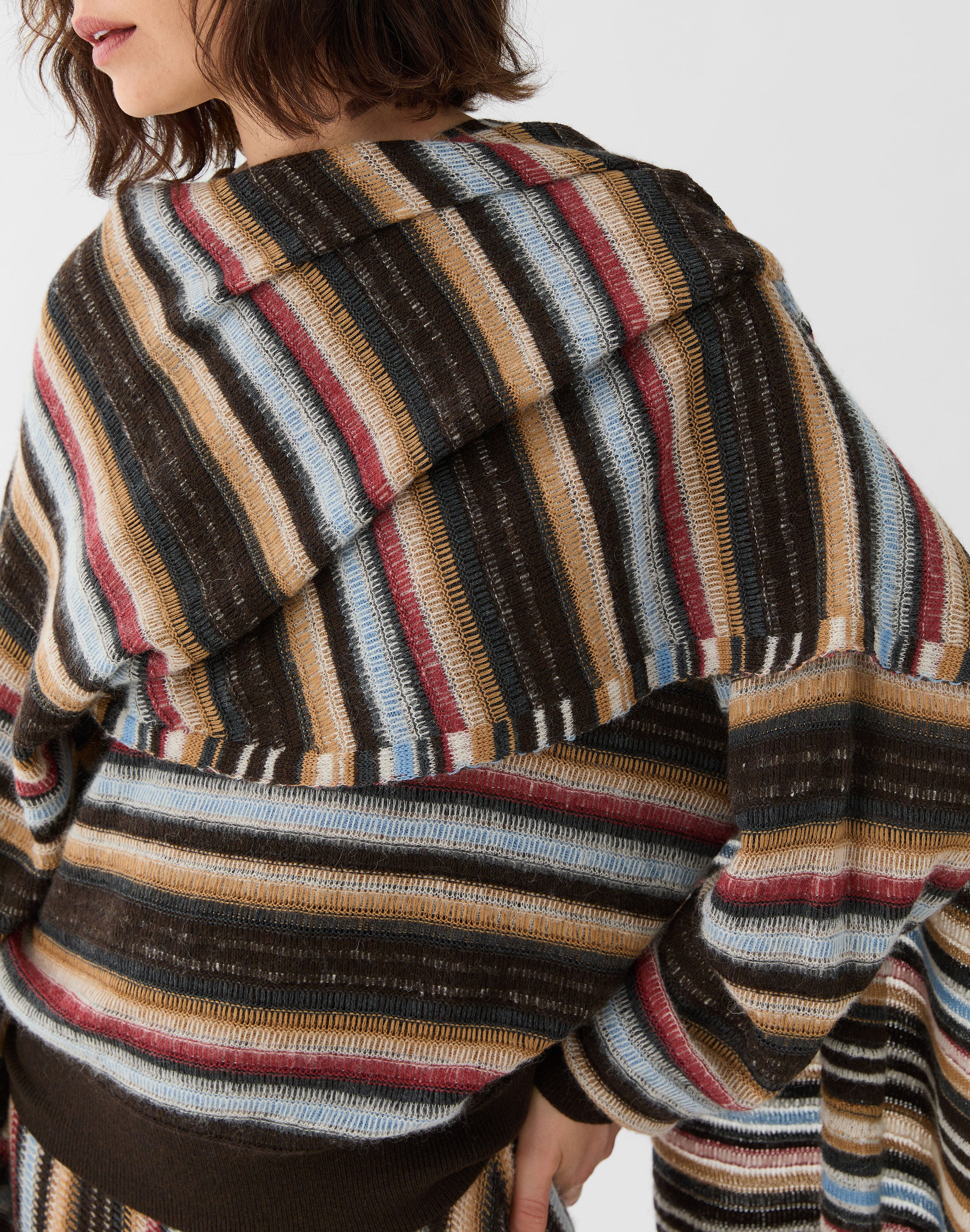 Horizon Stripe Cashmere-Wool Alpaca Wrap Scarf Sweater
