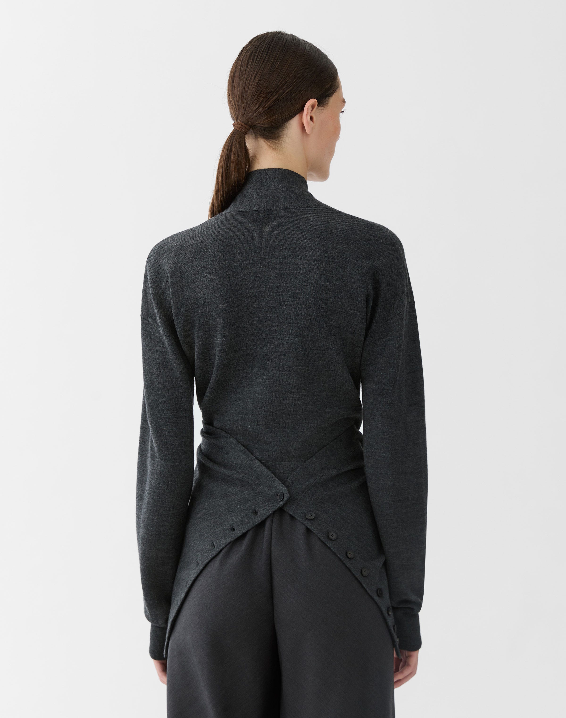Superfine Merino Wool Double Knit Convertible Wrap Cardigan