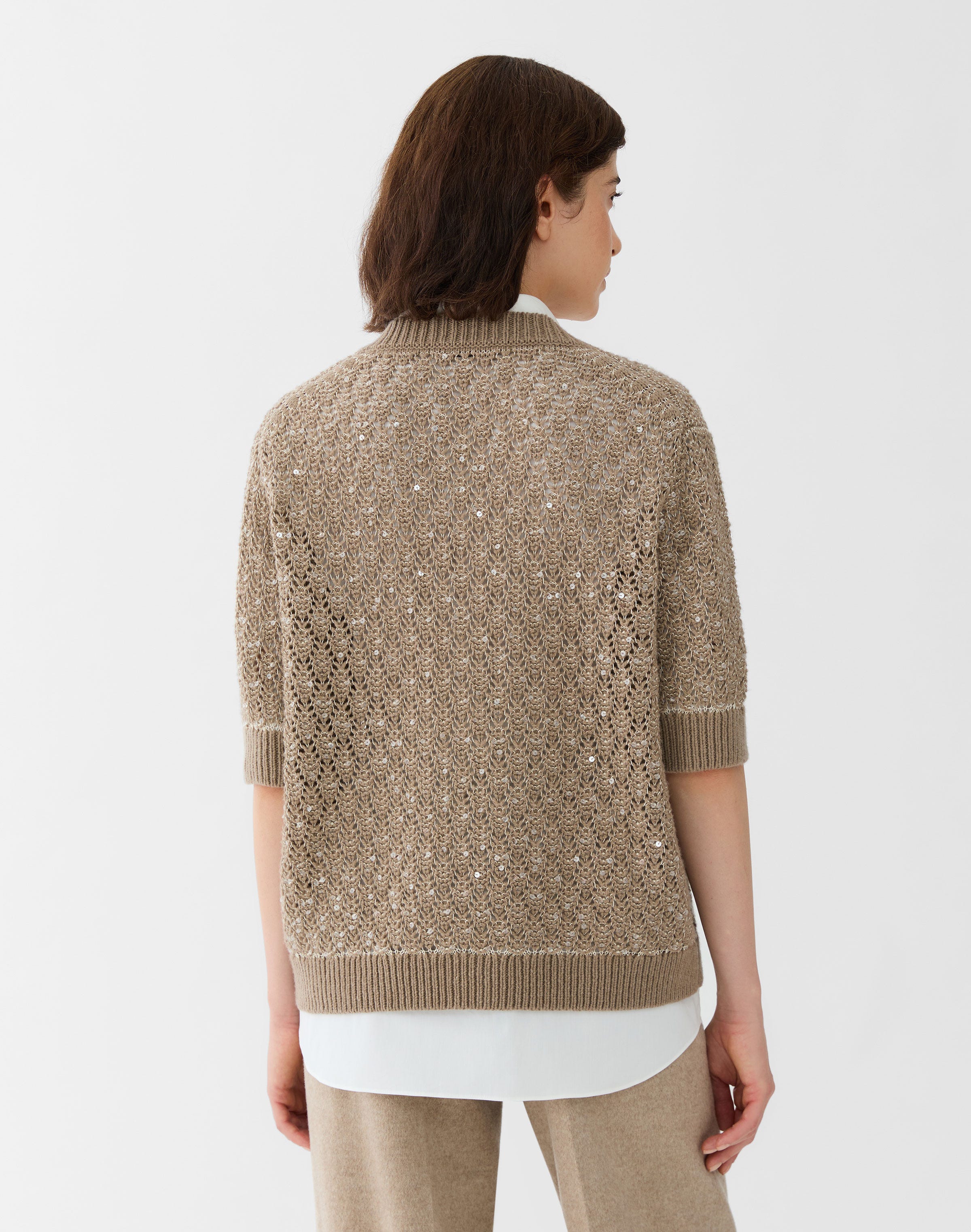 Hand Sequined Wool-Cashmere & Cotton Sweater