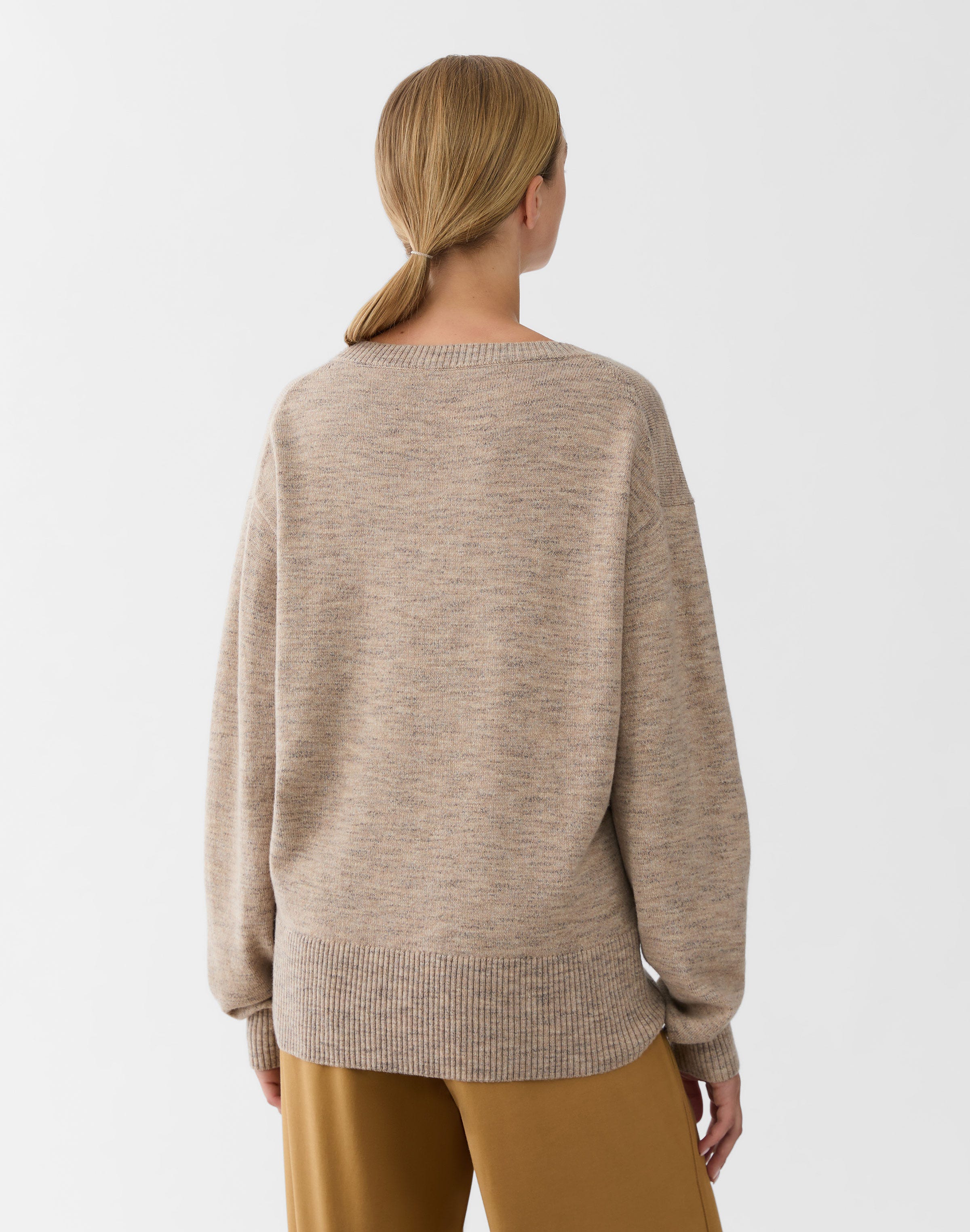 Wool-Cashmere Mouliné V-Neck Sweater