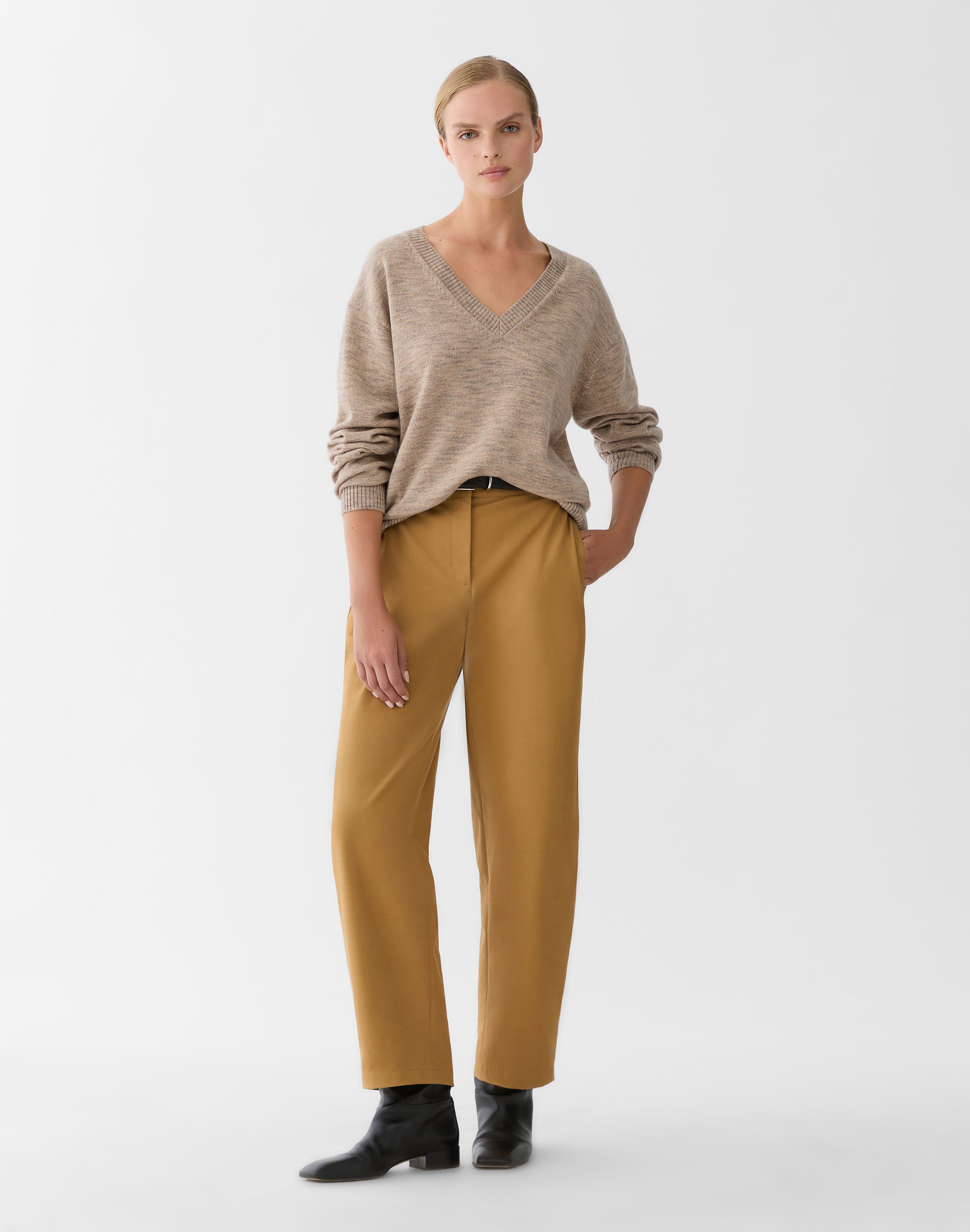 Wool-Cashmere Mouliné V-Neck Sweater