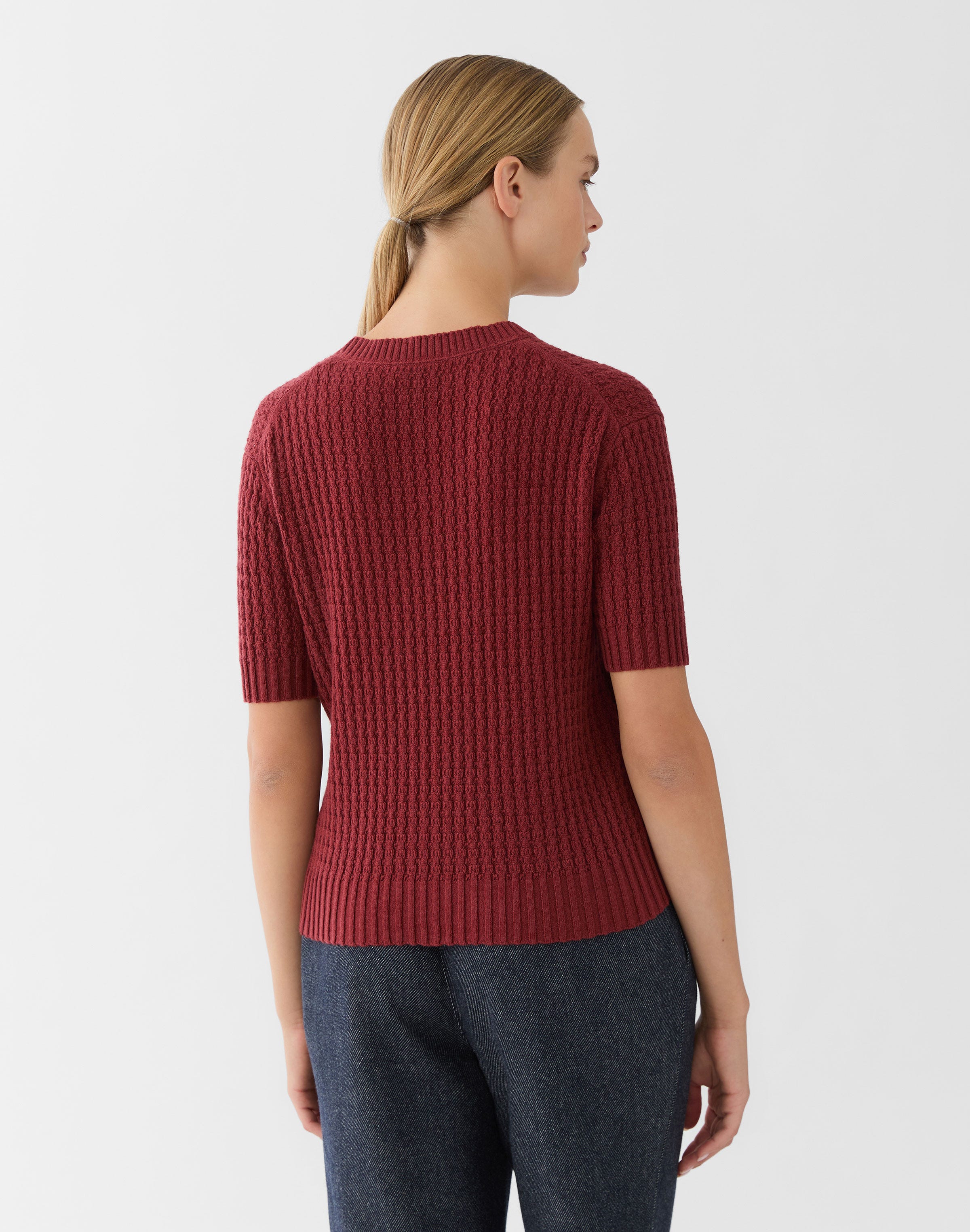 Petite Cashmere Mixed Stitch Crewneck Sweater