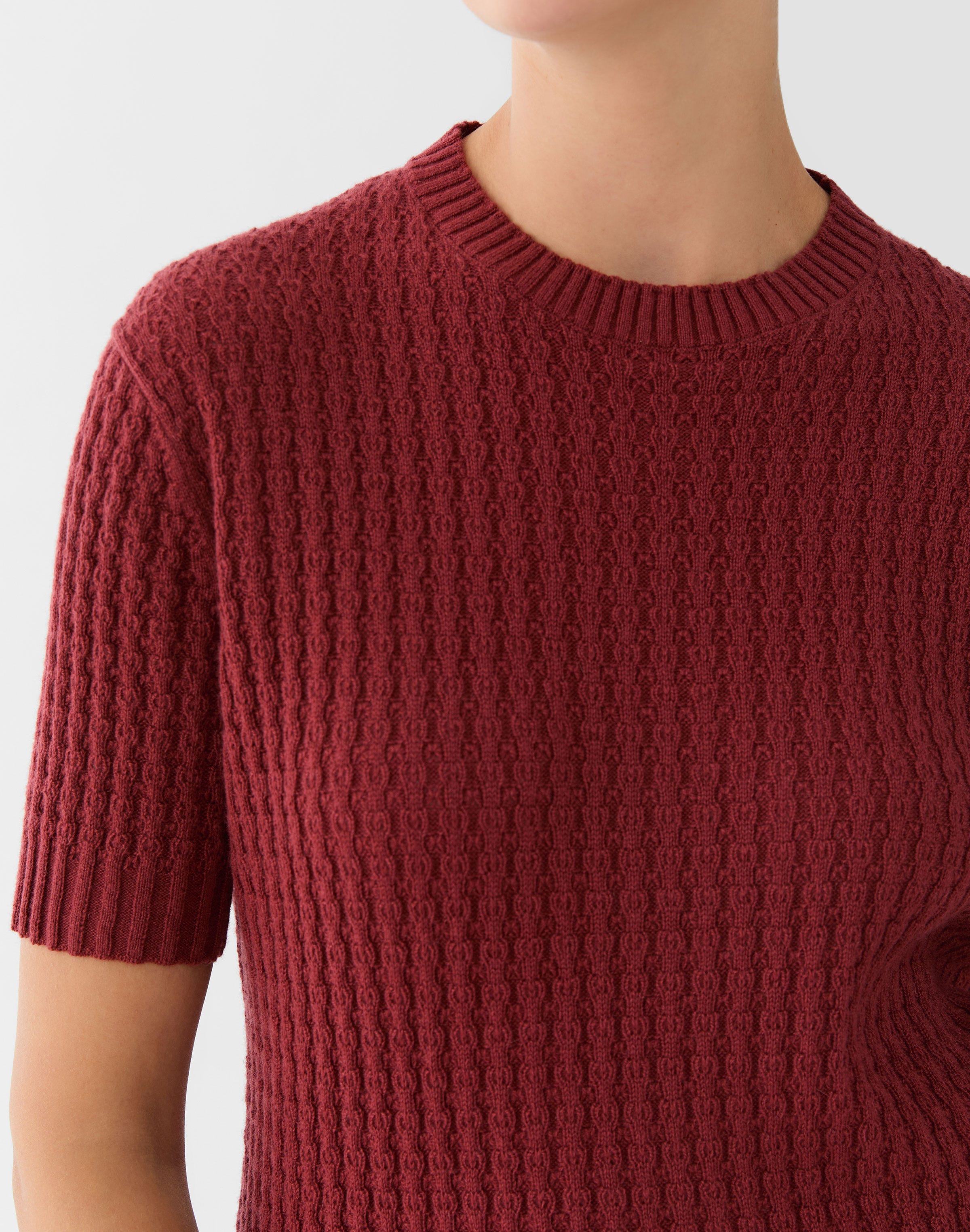 Petite Cashmere Mixed Stitch Crewneck Sweater