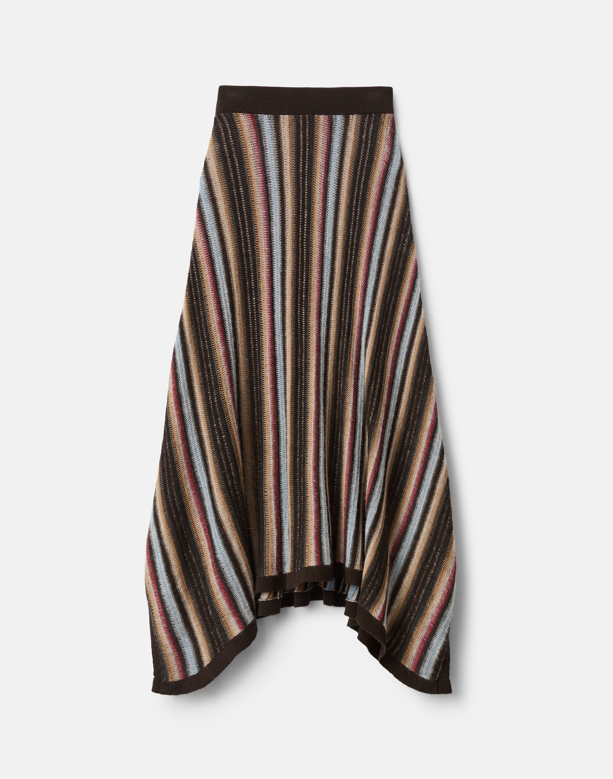 Horizon Stripe Cashmere-Wool Alpaca Handkerchief Skirt