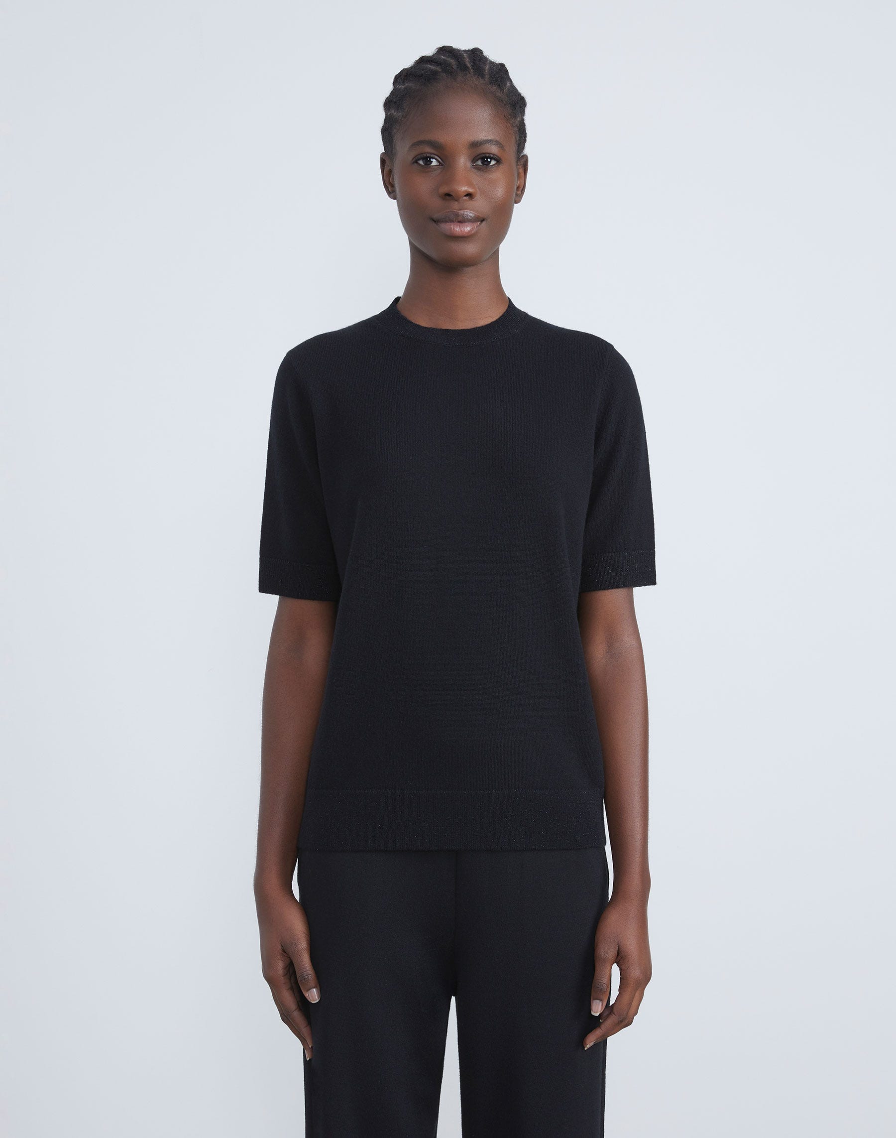Petite Cashmere Crewneck Short Sleeve Sweater