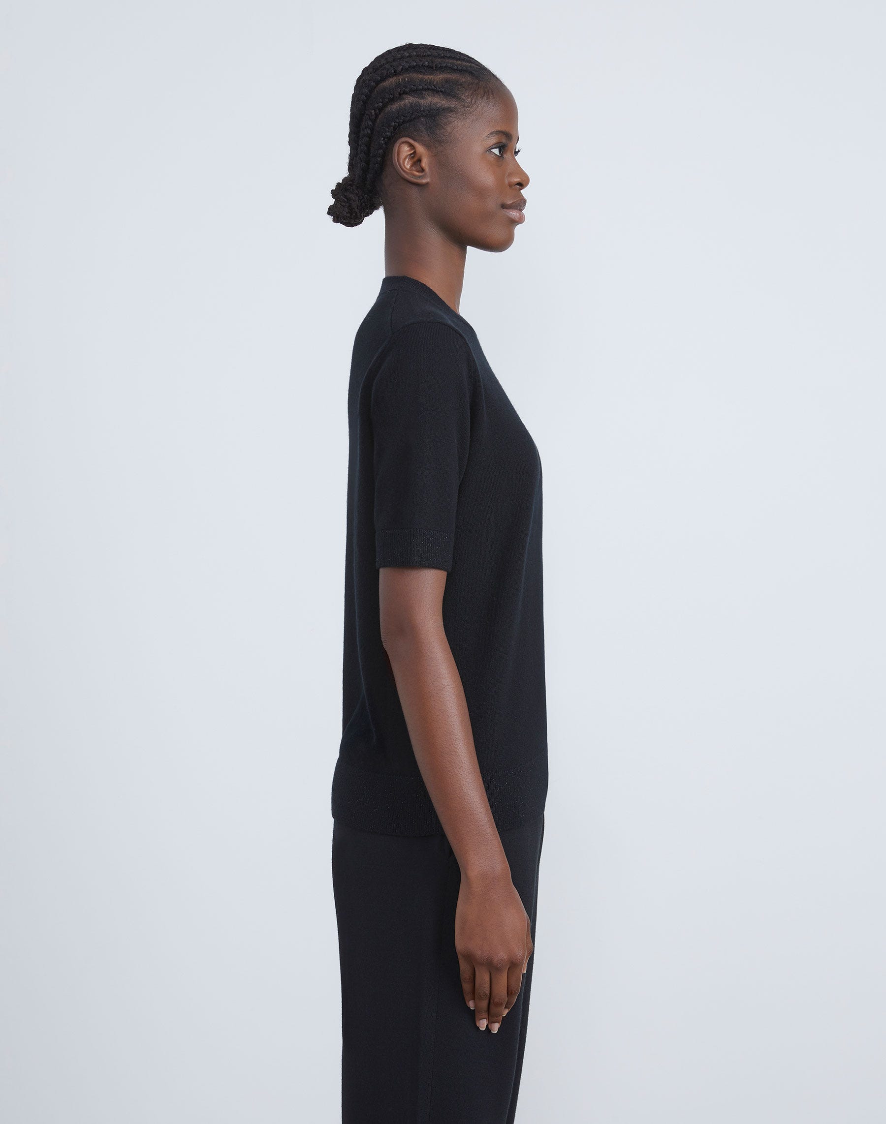 Petite Cashmere Crewneck Short Sleeve Sweater