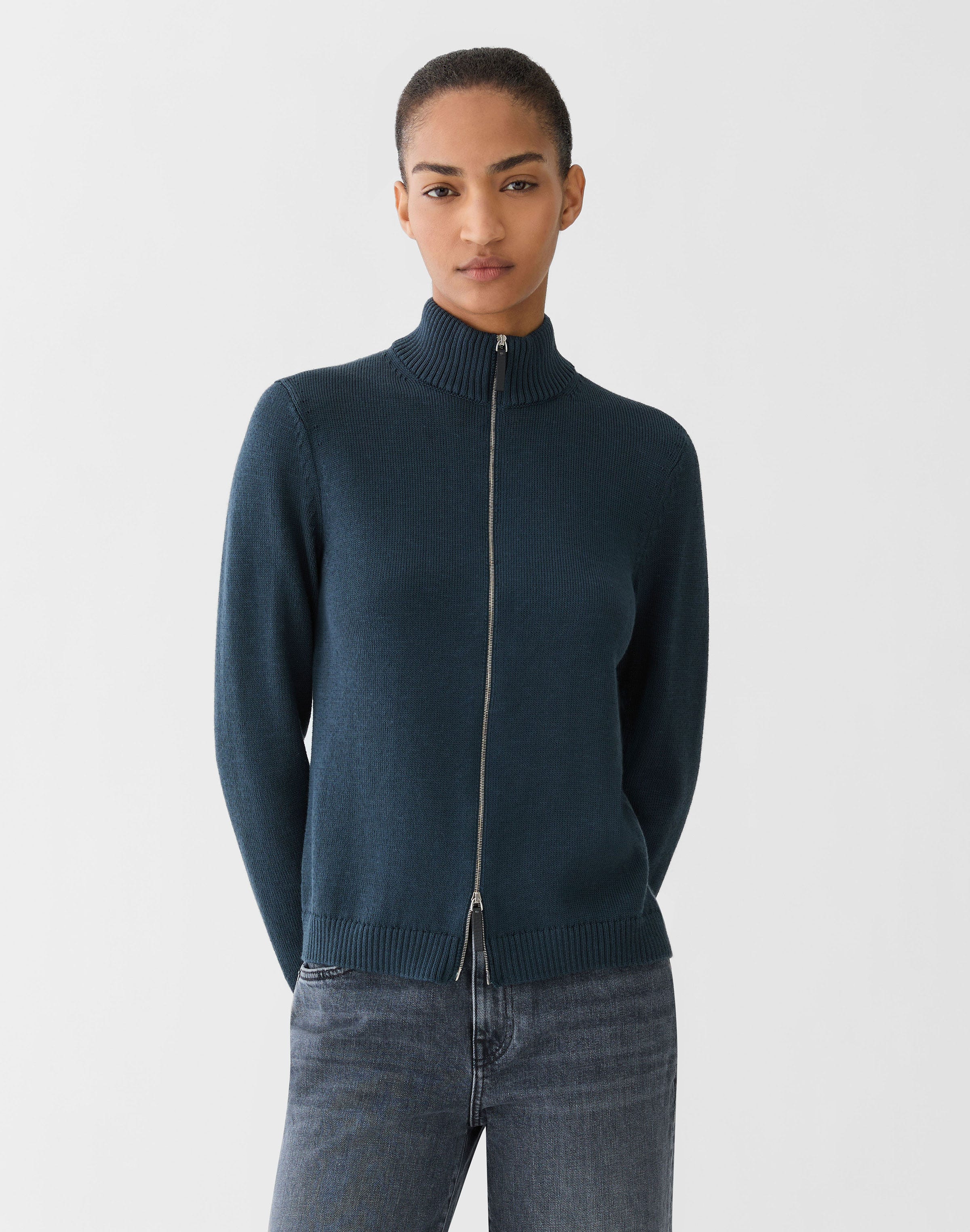 Cotton-Silk Bomber Cardigan