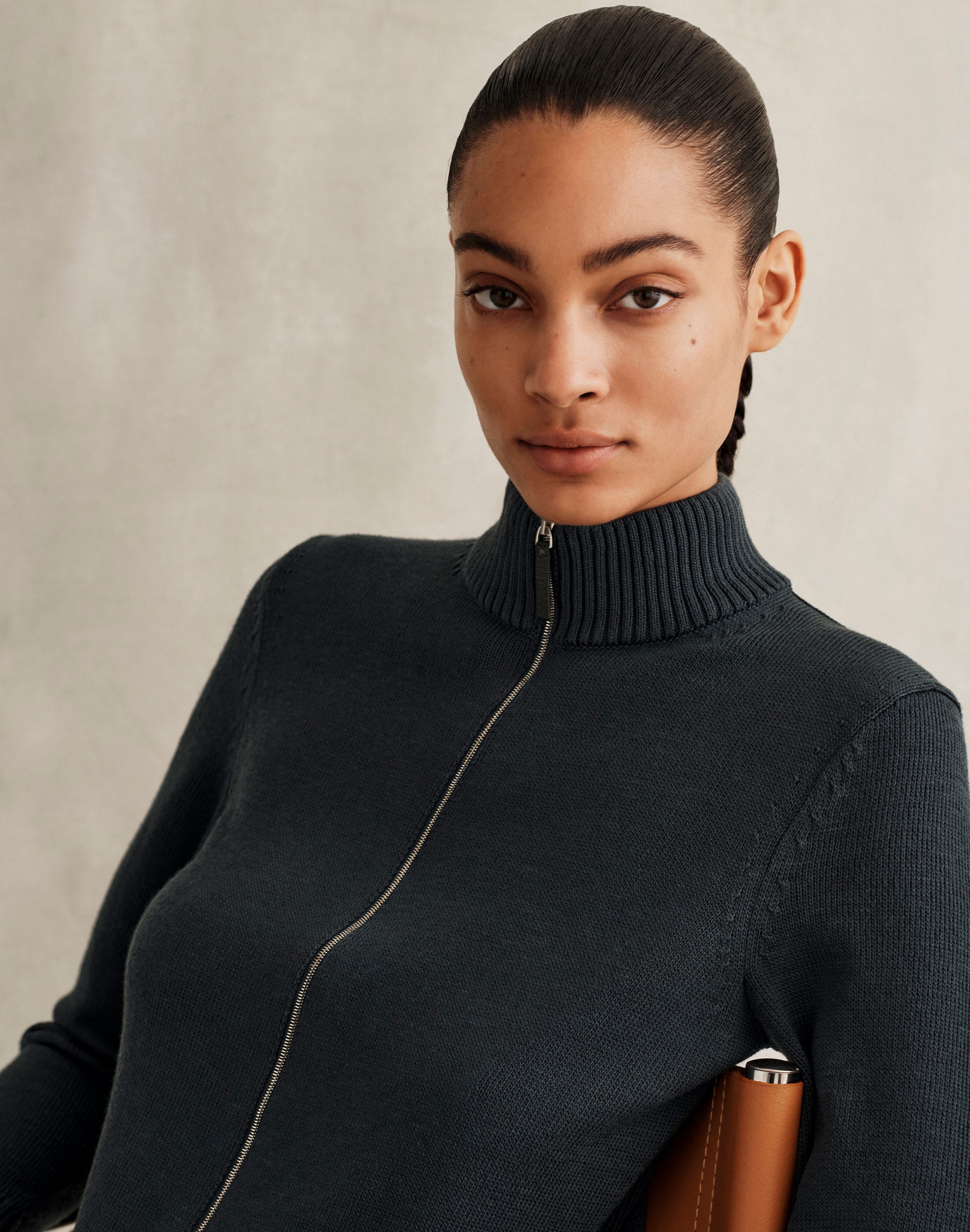 Cotton-Silk Bomber Cardigan